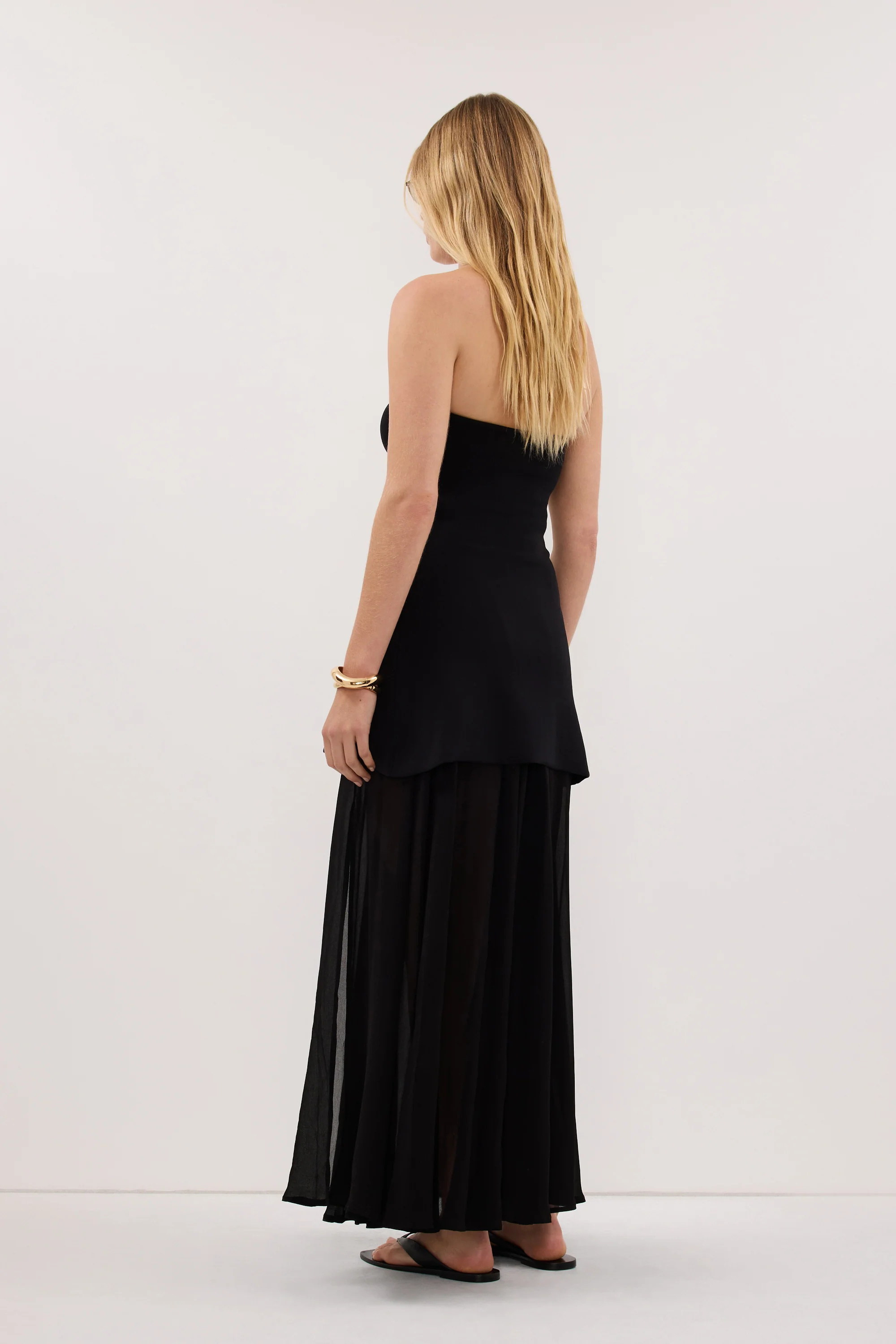 CORALIE BLACK SHEER MIDI SKIRT - Image 5