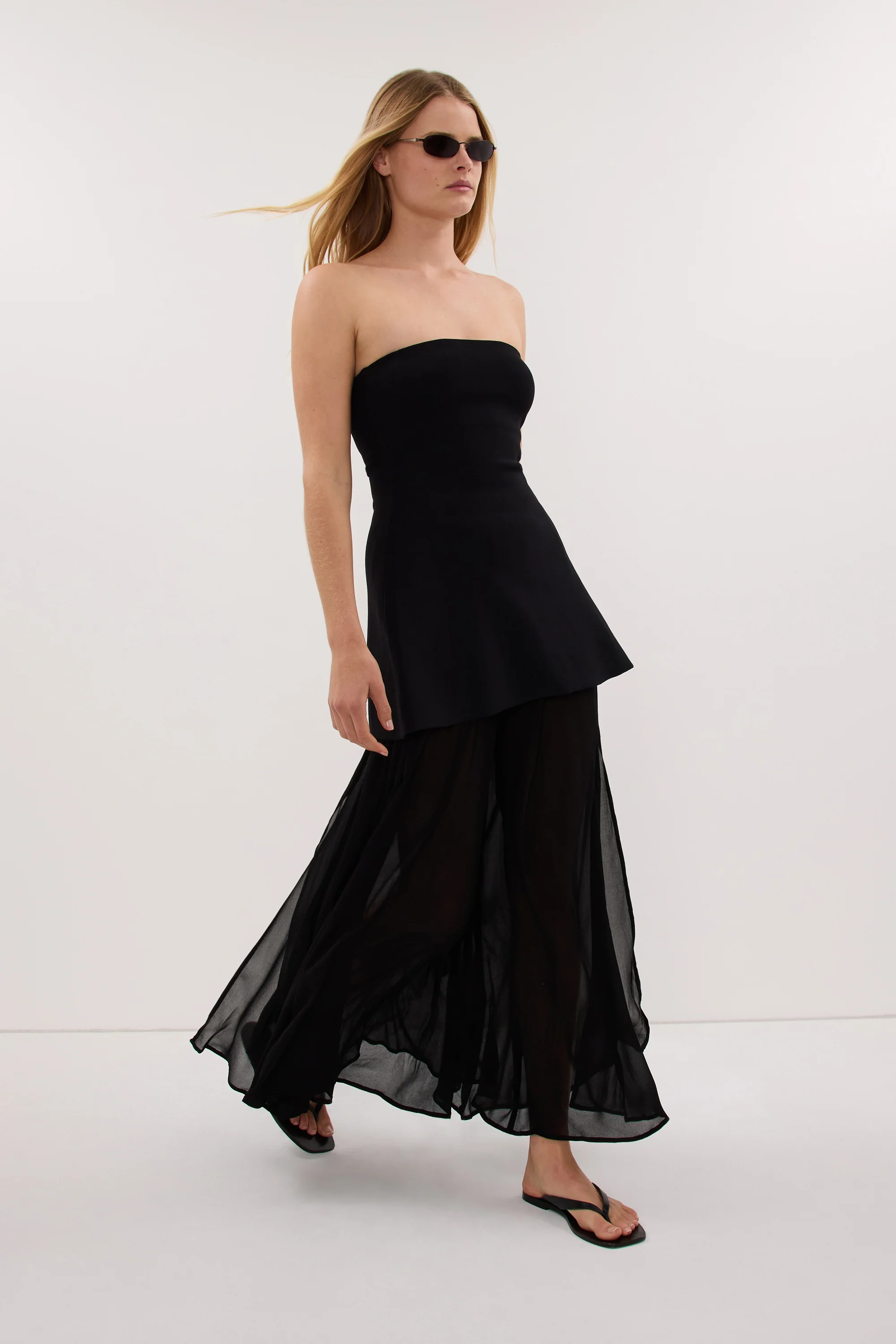 CORALIE BLACK SHEER MIDI SKIRT - Image 7