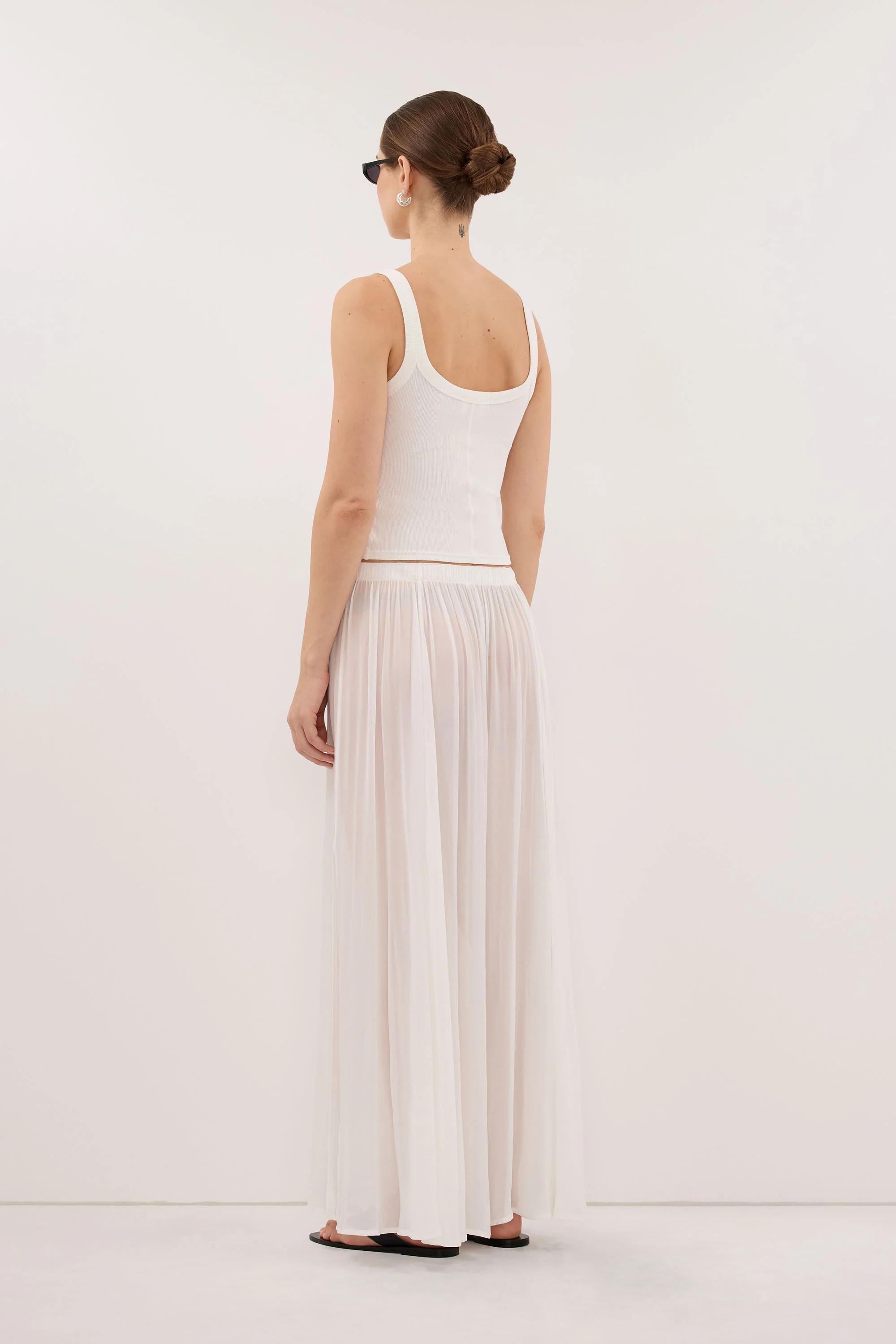 CORALIE OFF WHITE SHEER MIDI SKIRT - Image 7