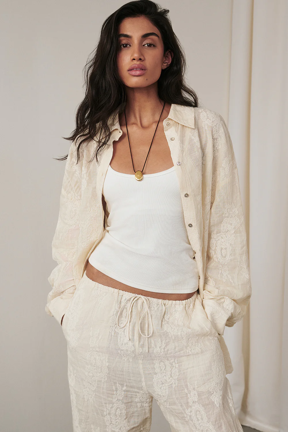 CORDELIA SANDSTONE RAMIE SHIRT - Image 2