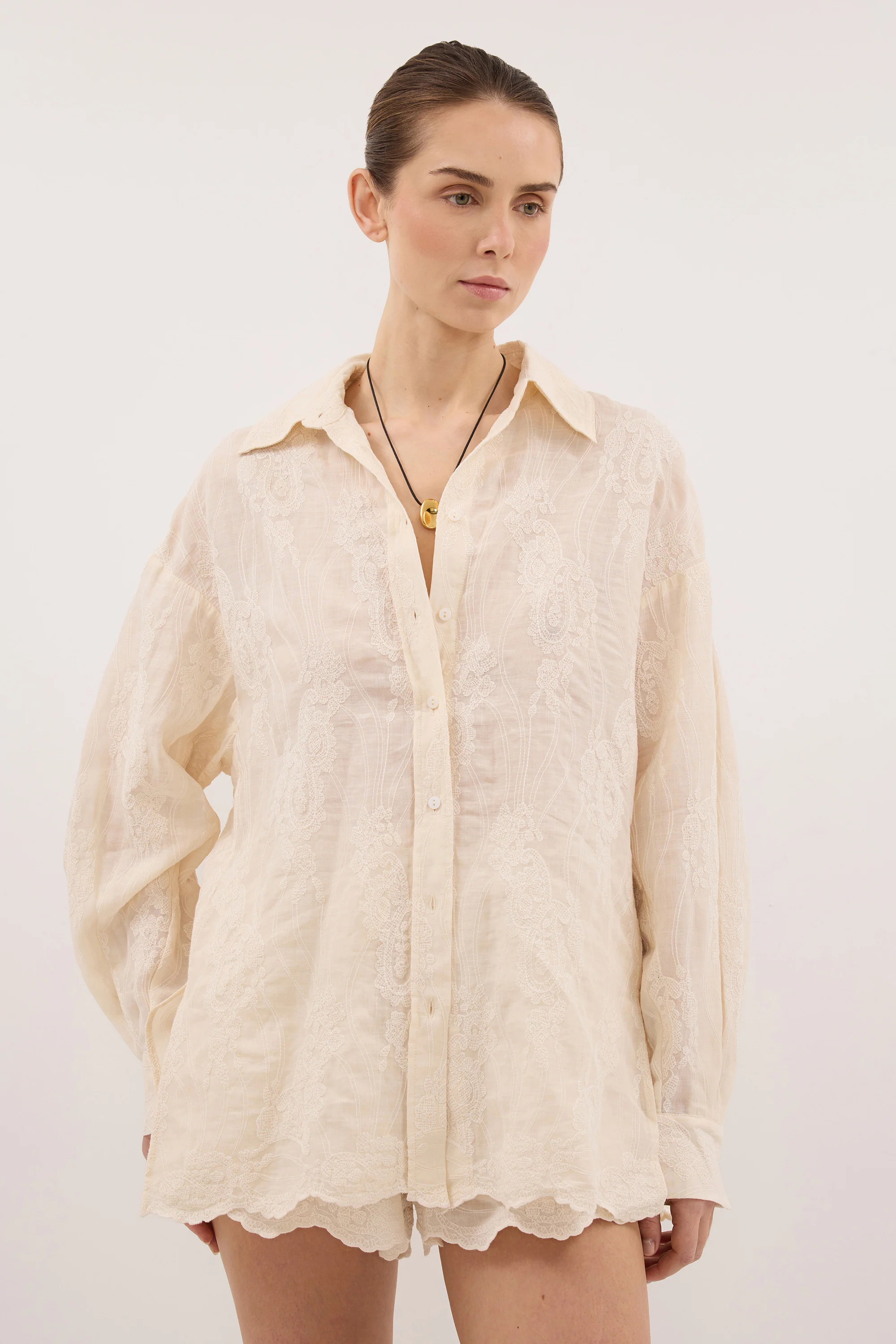 CORDELIA SANDSTONE RAMIE SHIRT - Image 4