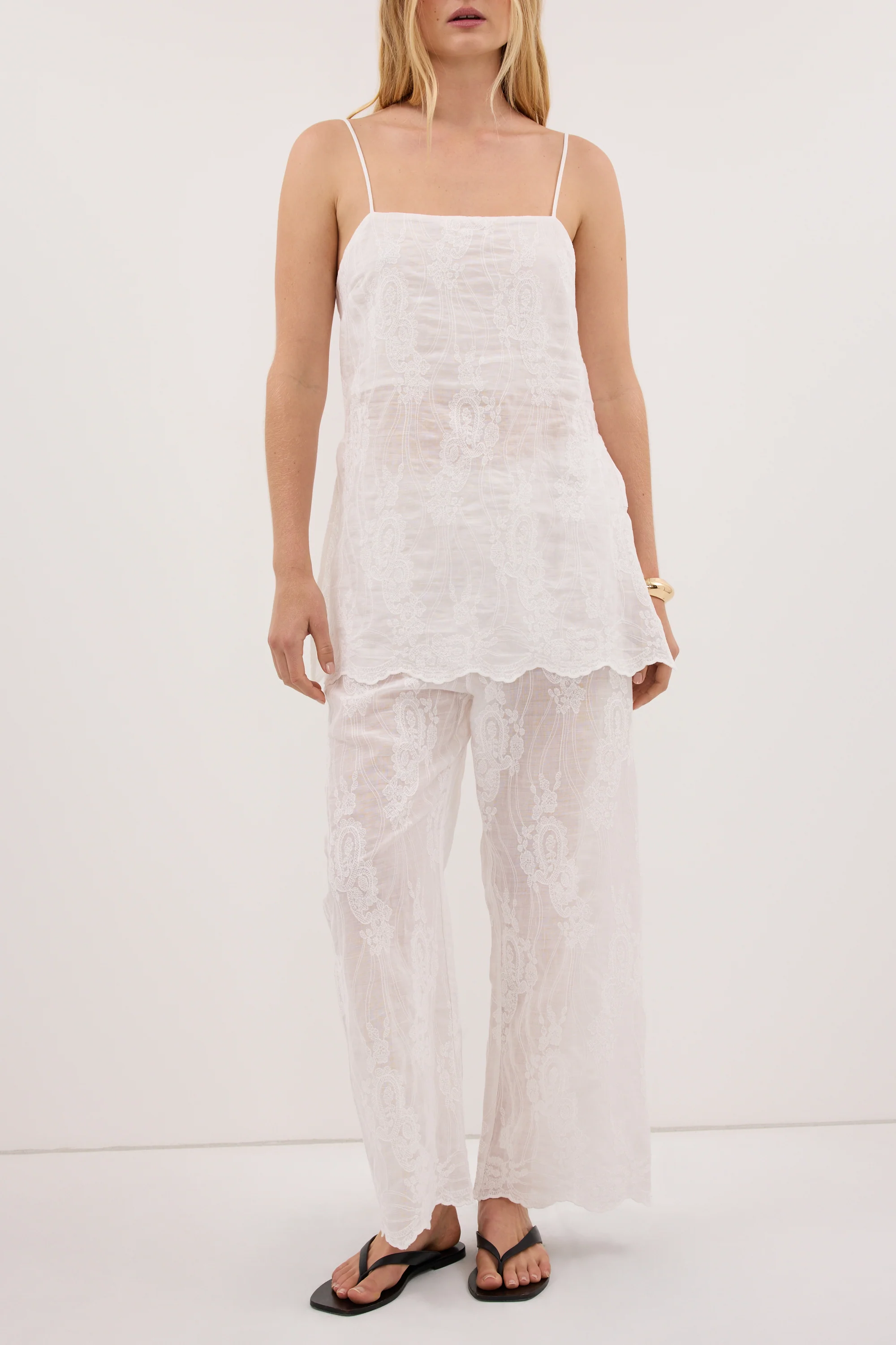CORDELIA WHITE CROPPED RAMIE PANT - Image 5