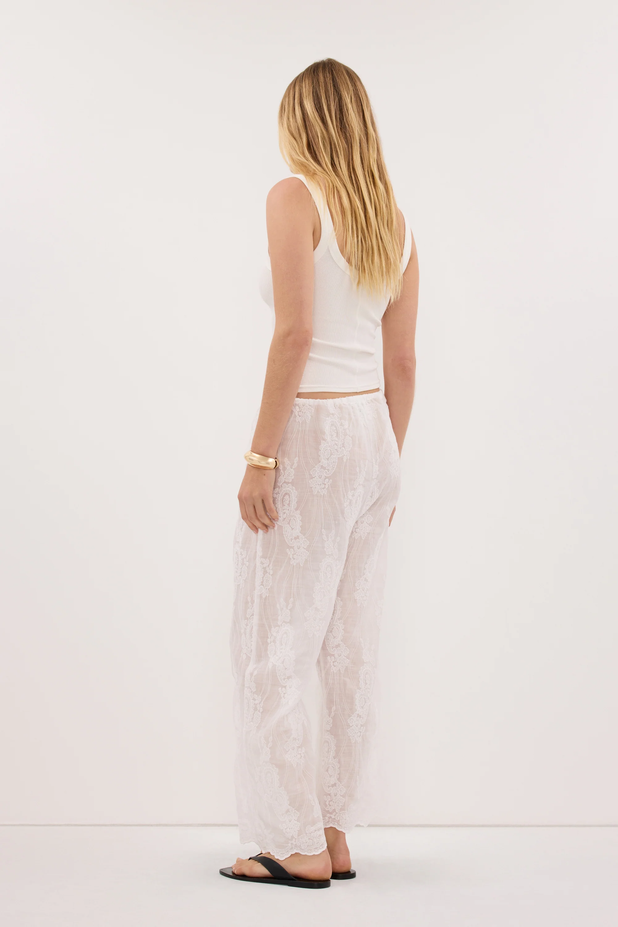 CORDELIA WHITE CROPPED RAMIE PANT - Image 8