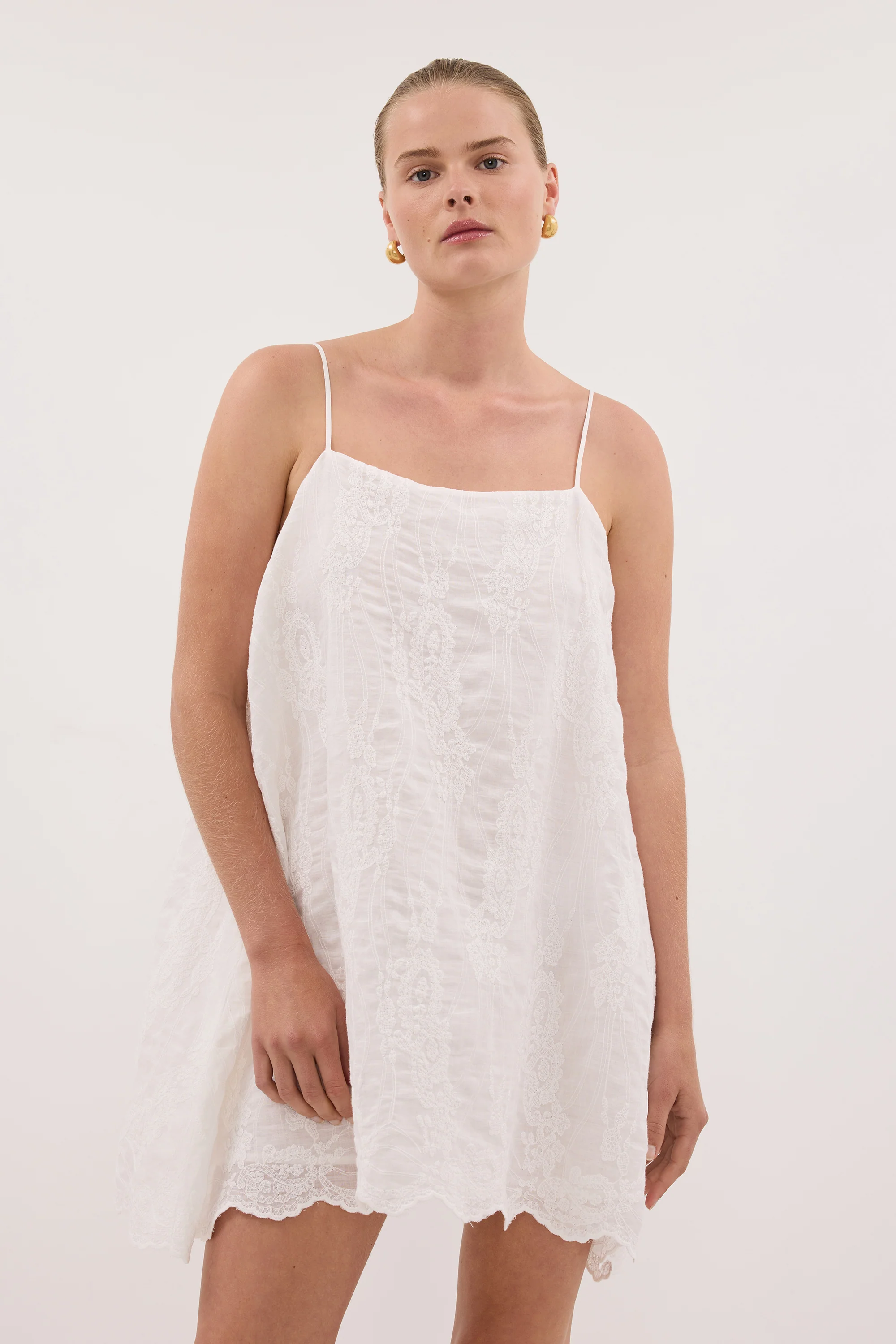 CORDELIA WHITE RAMIE MINI DRESS - Image 2
