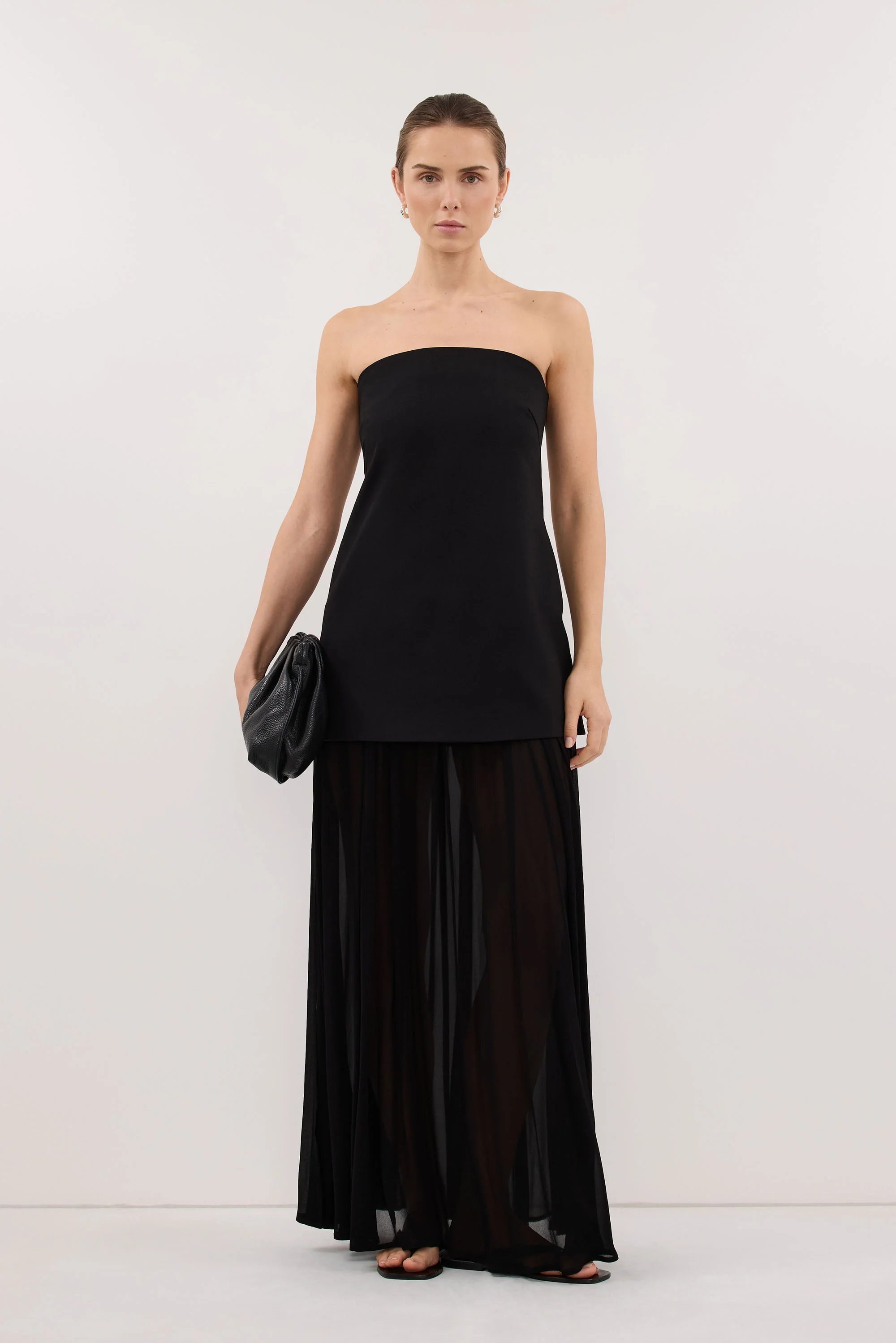 CYRUS BLACK STRAPLESS TUNIC TOP