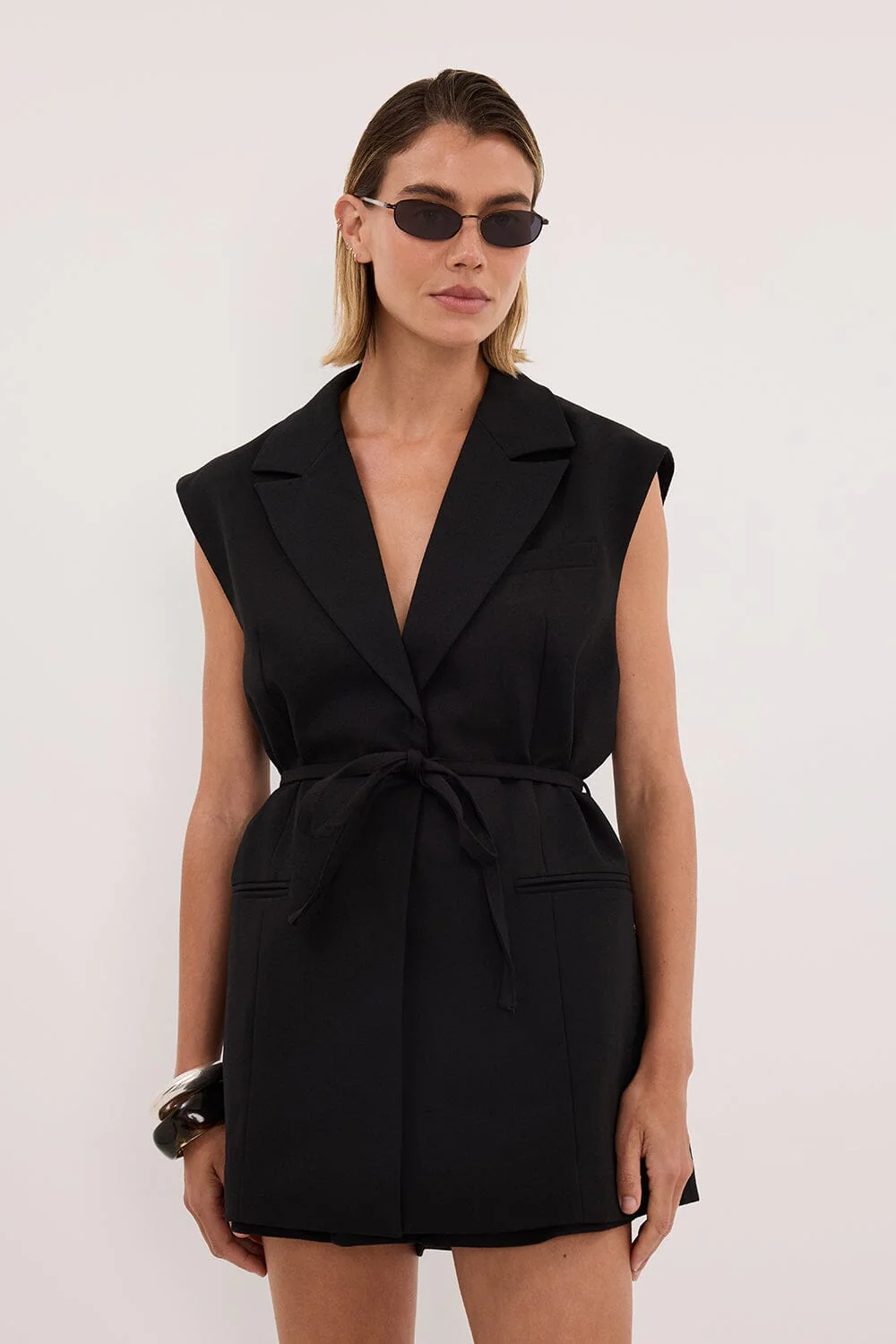 CYRUS BLACK SLEEVELESS WRAP VEST - Image 2