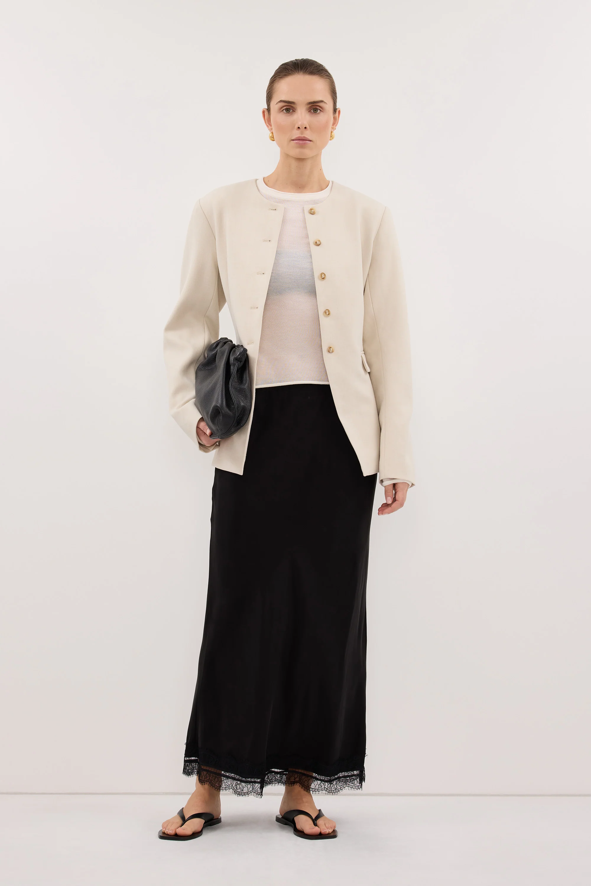 CYRUS BONE COLLARLESS BLAZER - Image 8