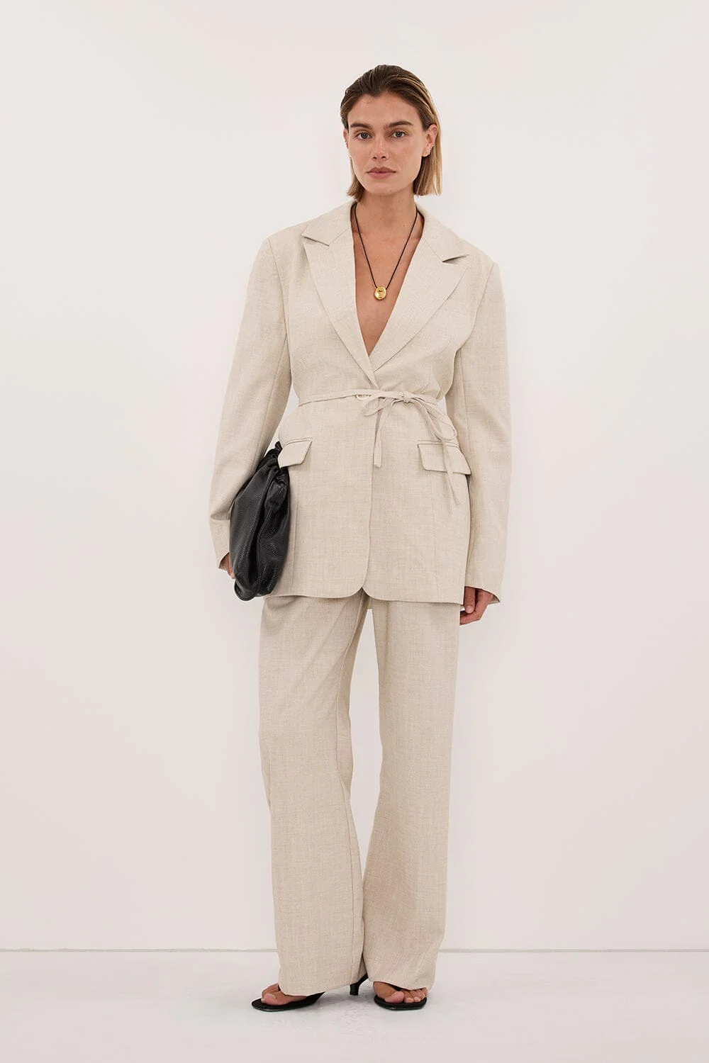 CYRUS NATURAL OVERSIZED TIE WAIST BLAZER - Image 3