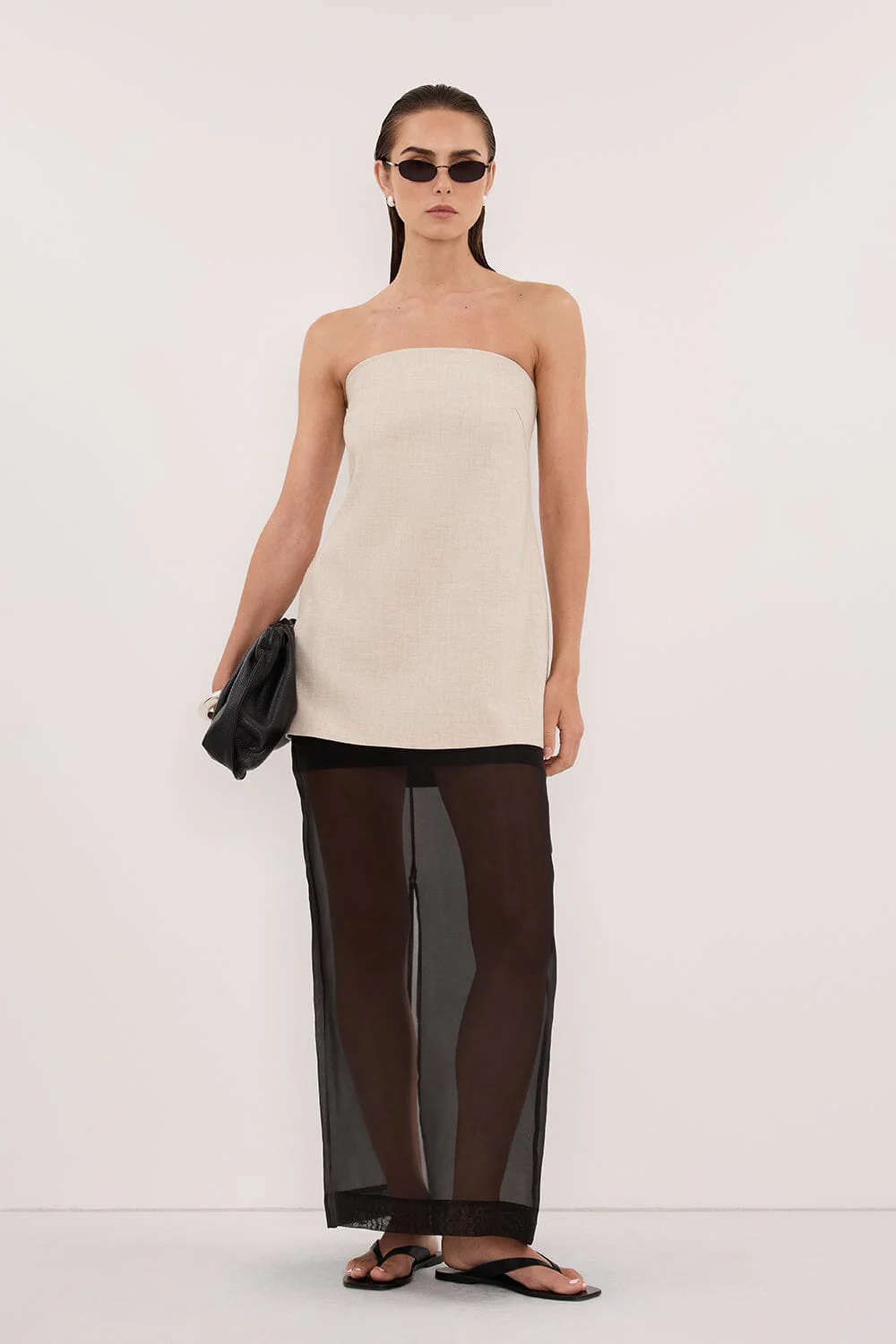 CYRUS NATURAL STRAPLESS TUNIC TOP