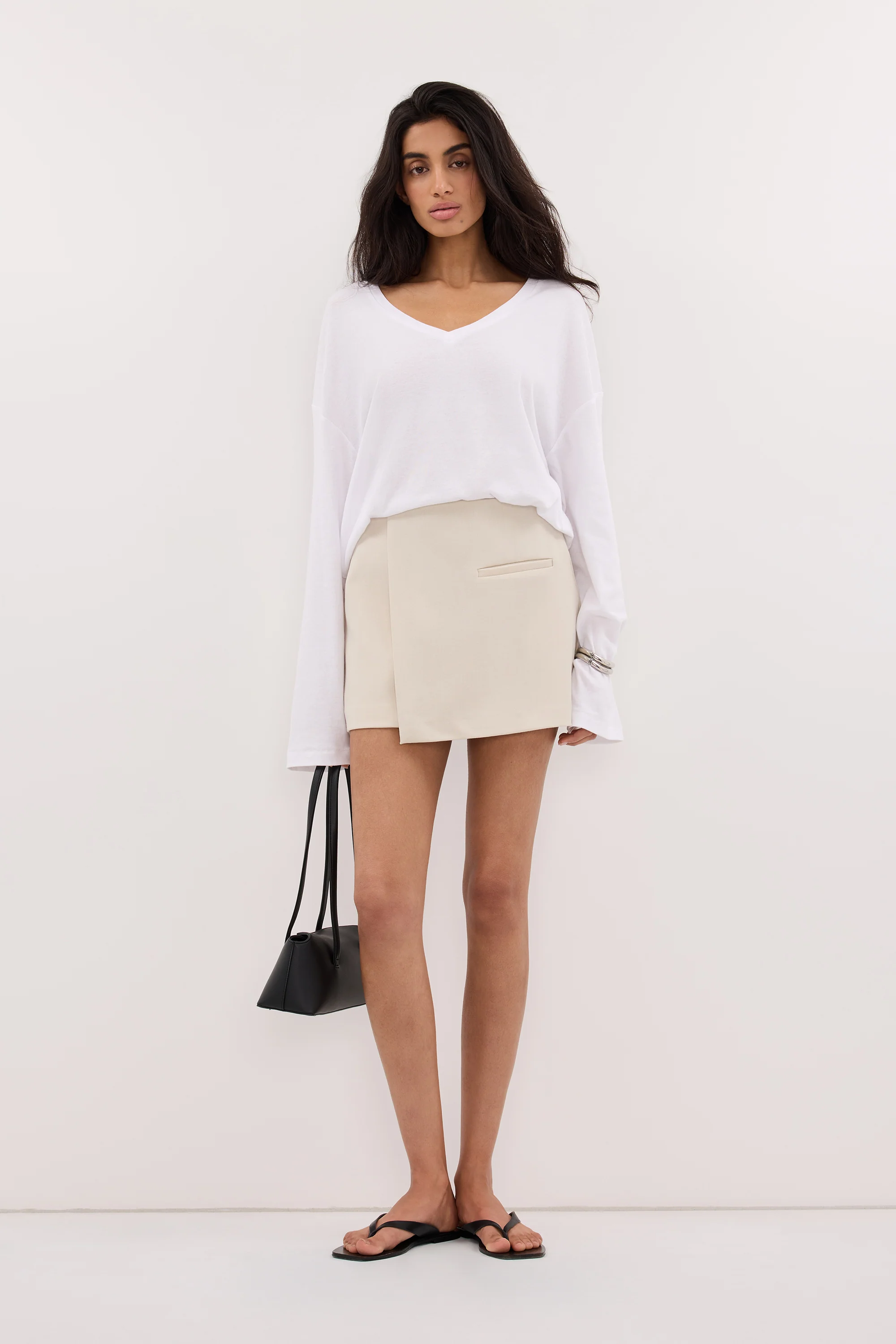 DANICA BONE ASYM WRAP SKORT
