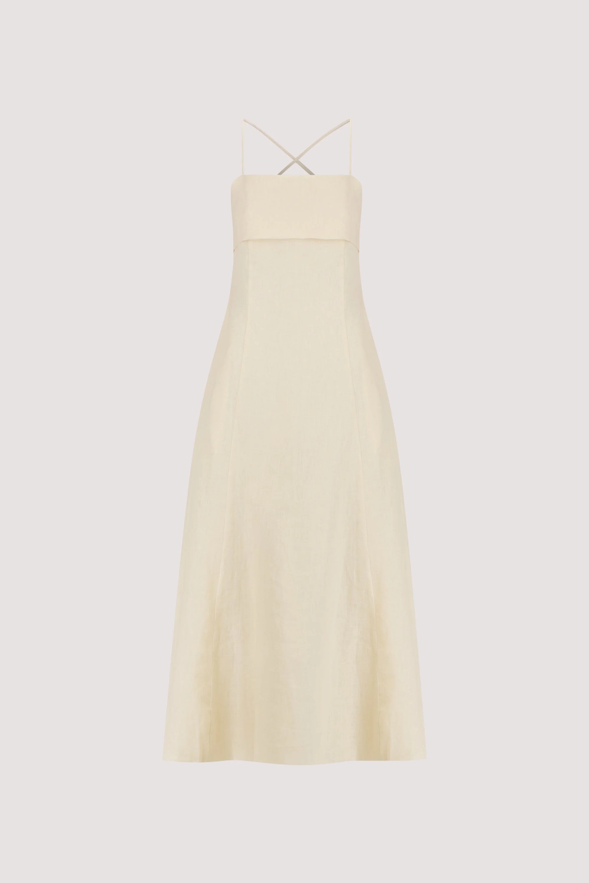 DANIELLA STRAW LINEN TIE BACK MIDI DRESS - Image 7