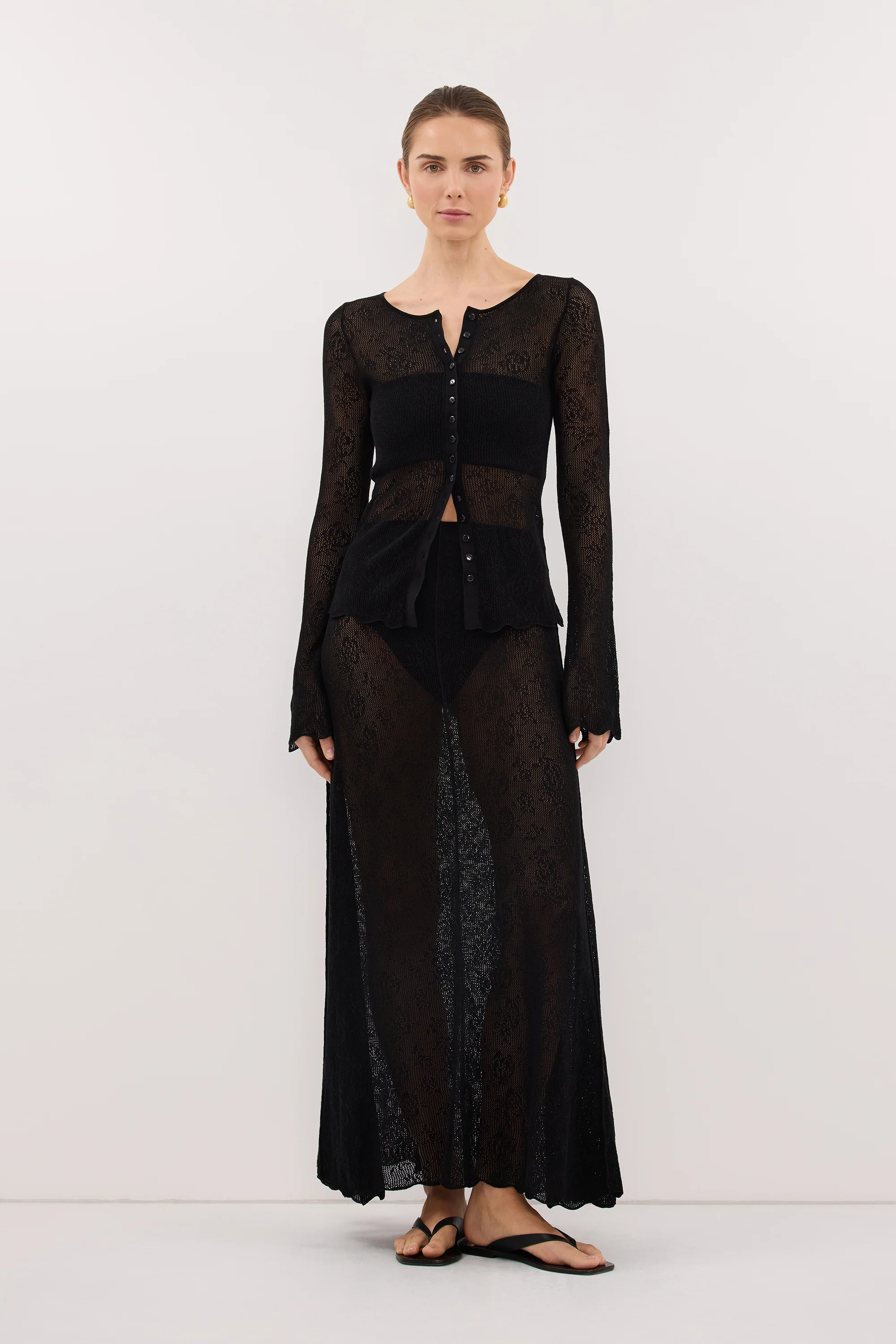 DELIA BLACK LACE BUTTON FRONT TOP - Image 7