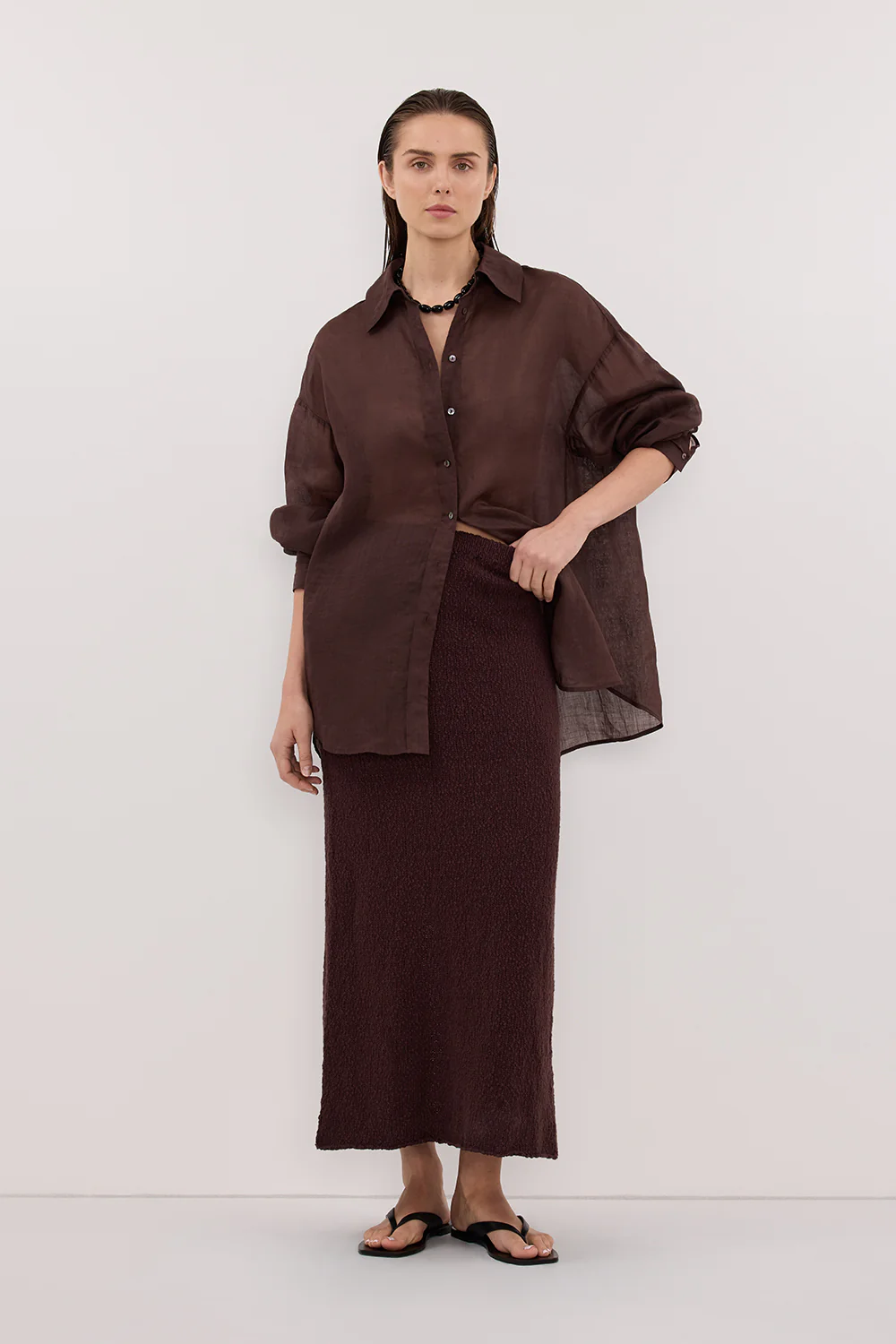 DINA CHOC KNIT MIDI SKIRT