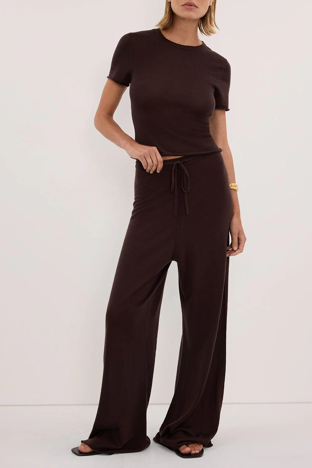 DUKE BITTER CHOC MERINO KNIT PANTS - Image 2