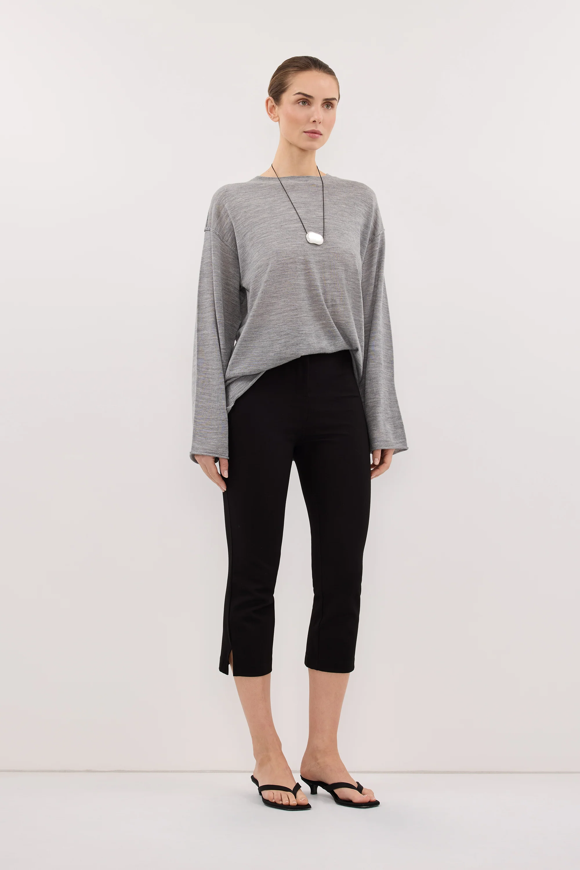 DUKE GREY MARLE MERINO JUMPER - Image 3