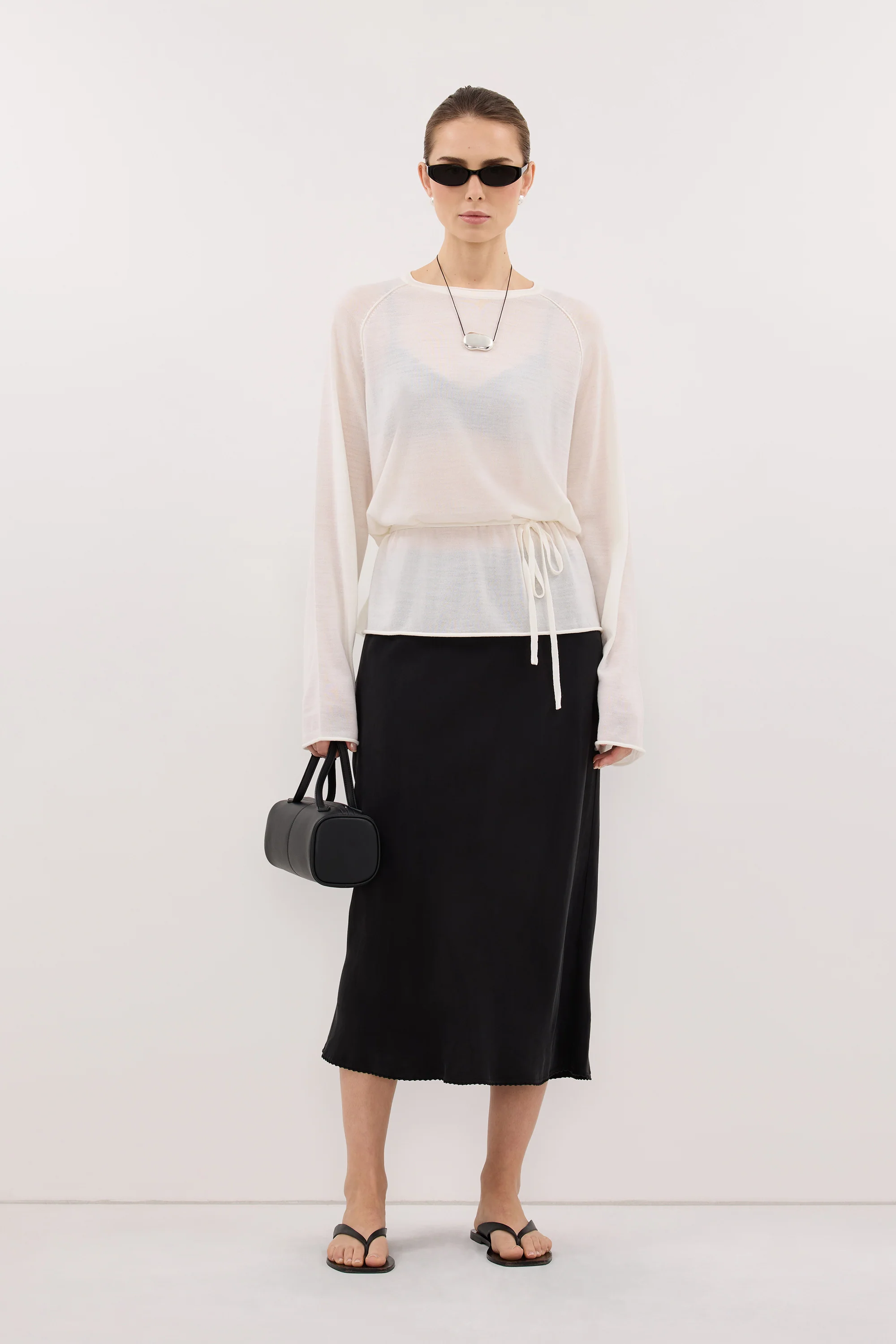 DUKE OFF WHITE TIE MERINO KNIT TOP - Image 3