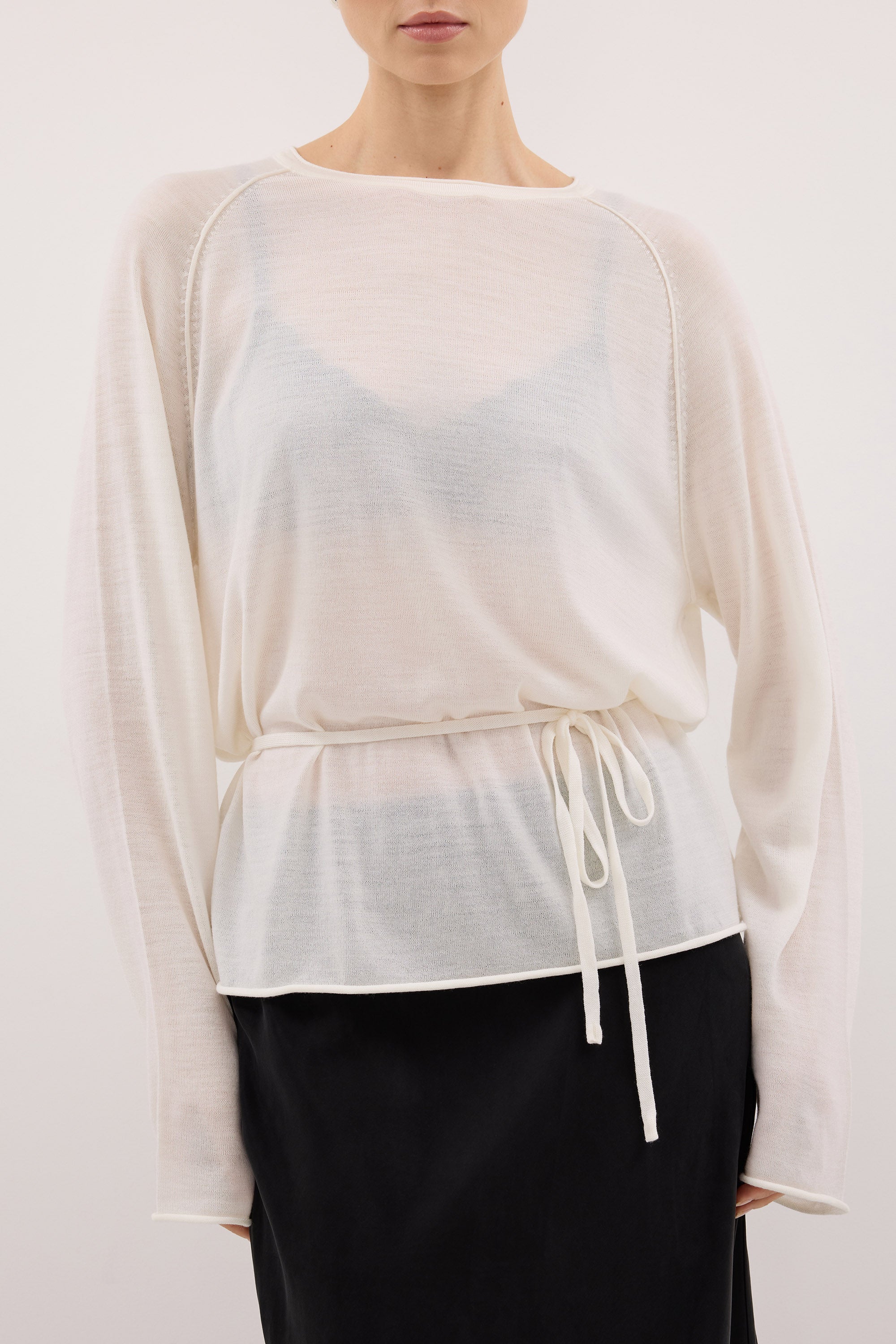 DUKE OFF WHITE TIE MERINO KNIT TOP - Image 6