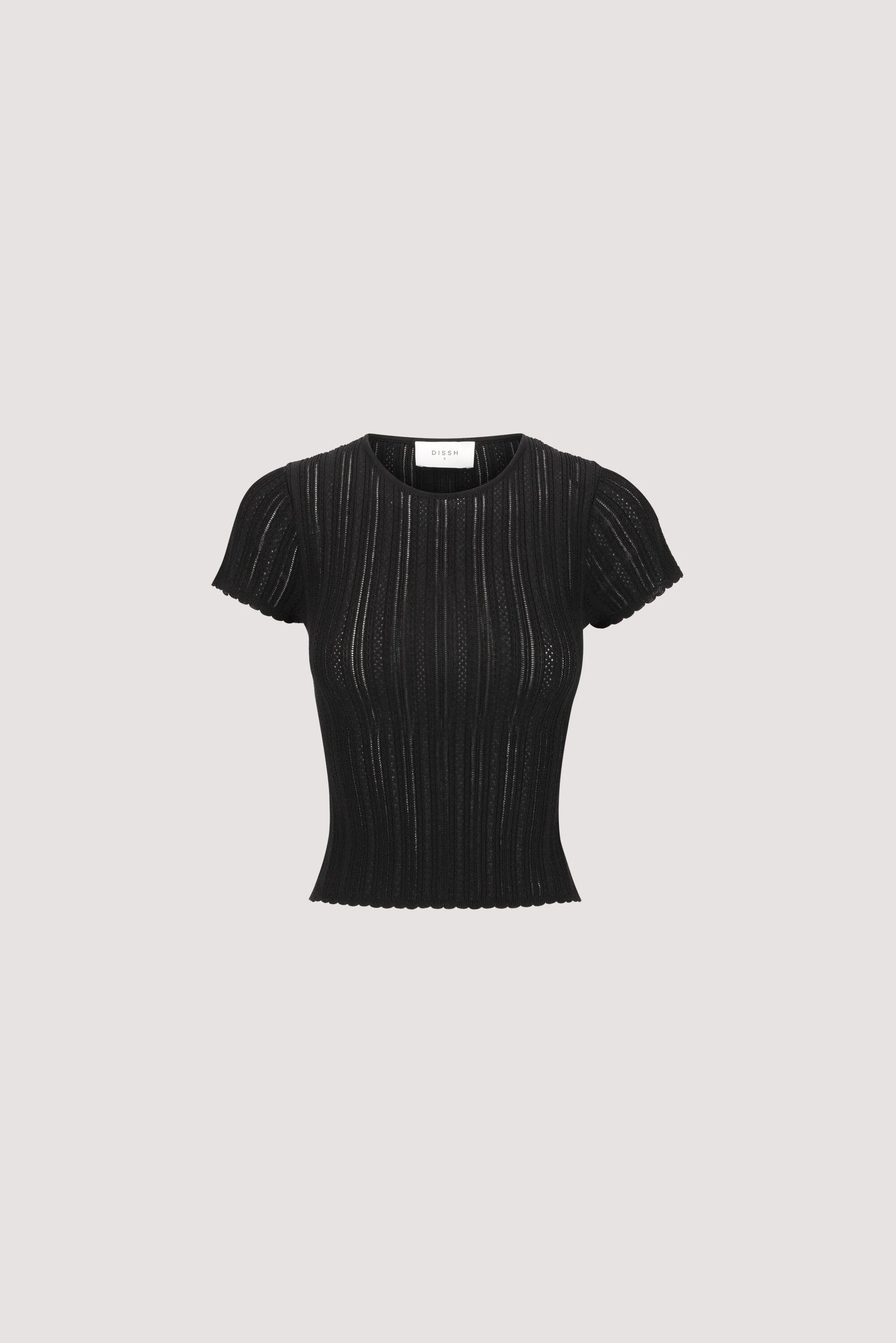 ELENA BLACK POINTELLE KNIT BABY TEE - Image 7