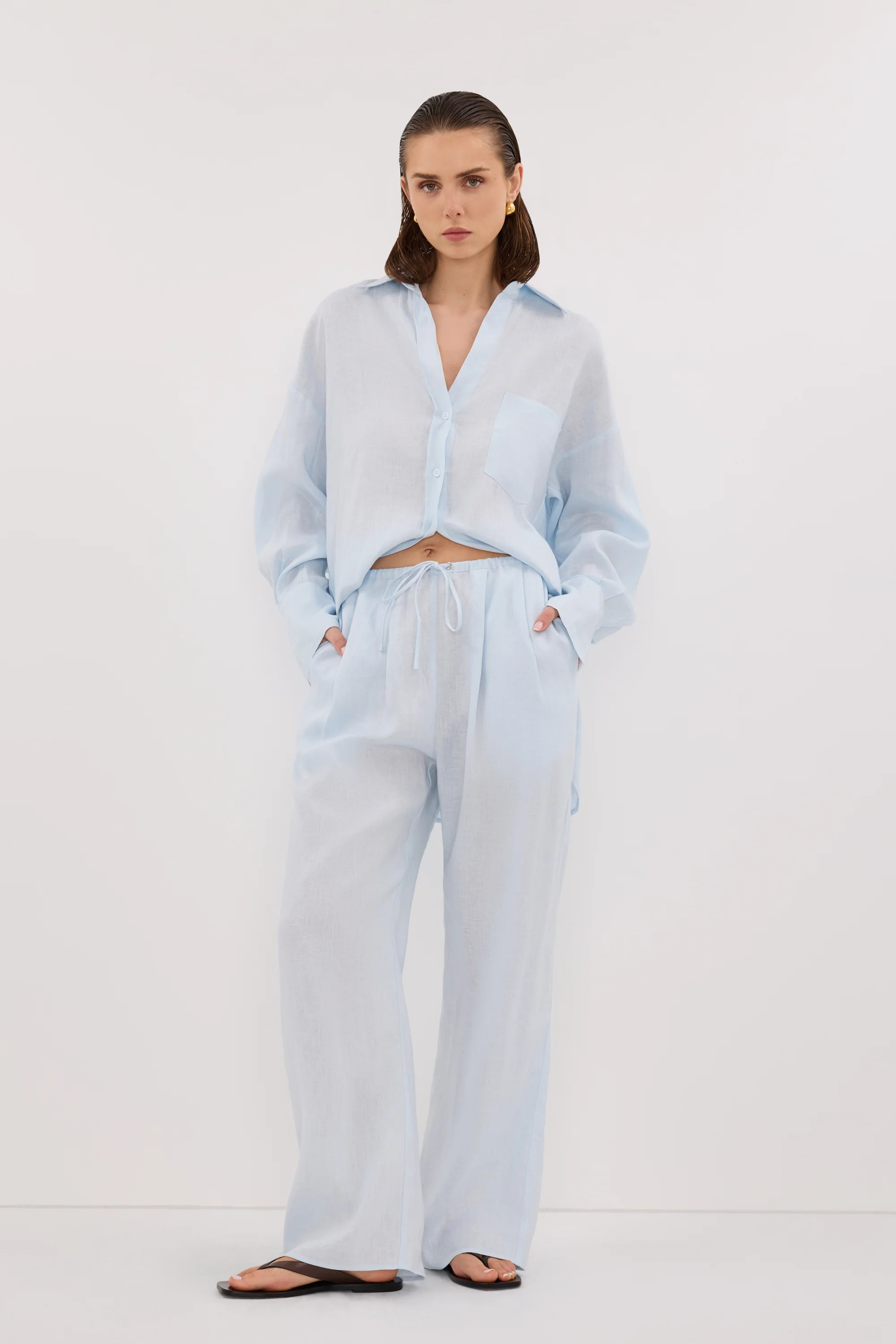 ELLIS ICE BLUE LINEN PANT