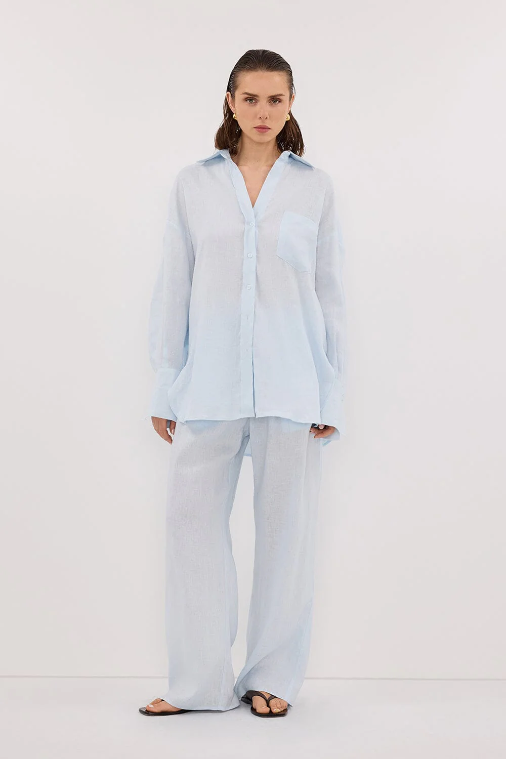 ELLIS ICE BLUE LONG SLEEVE LINEN SHIRT - Image 6