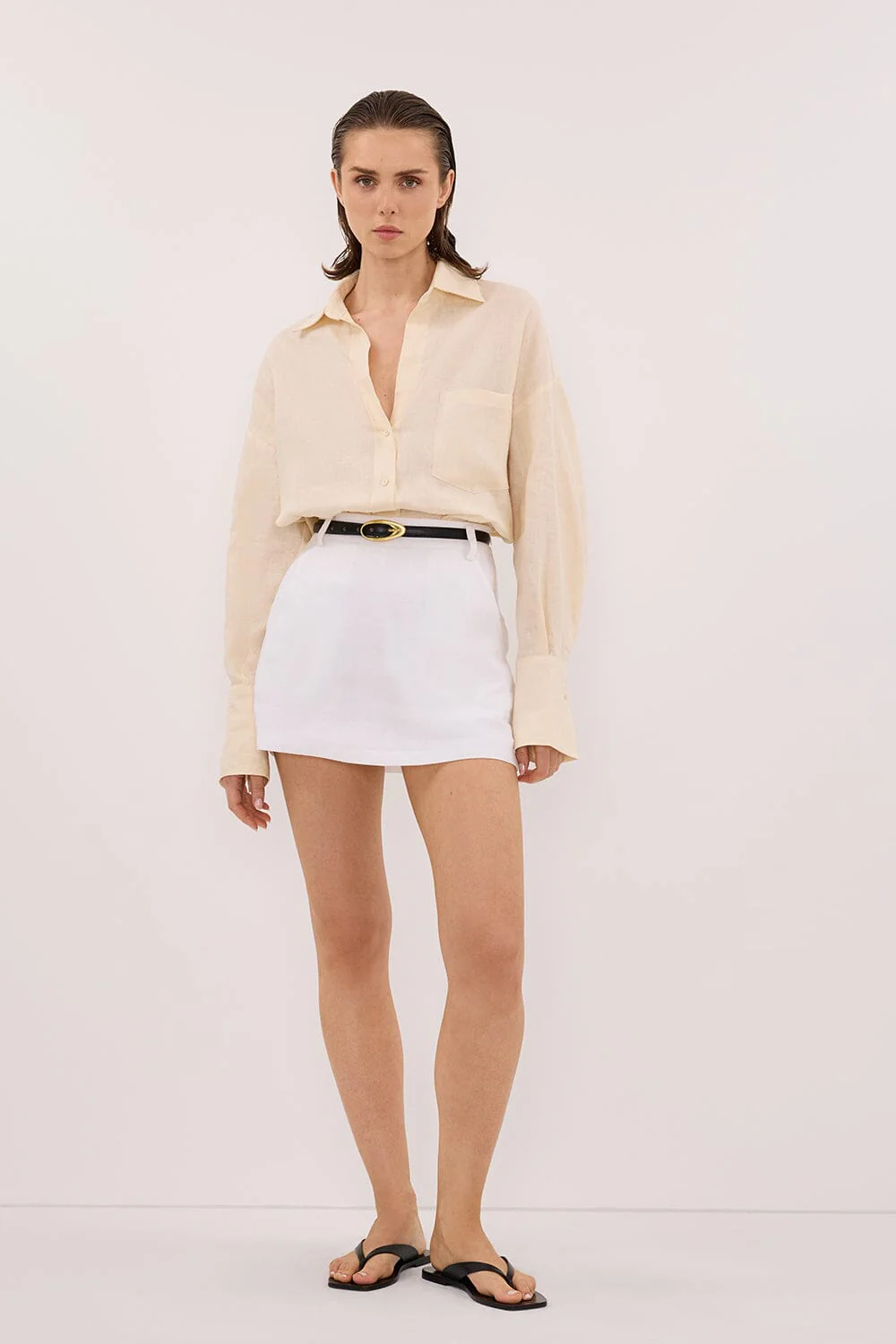 ELLIS SANDSTONE LONG SLEEVE LINEN SHIRT