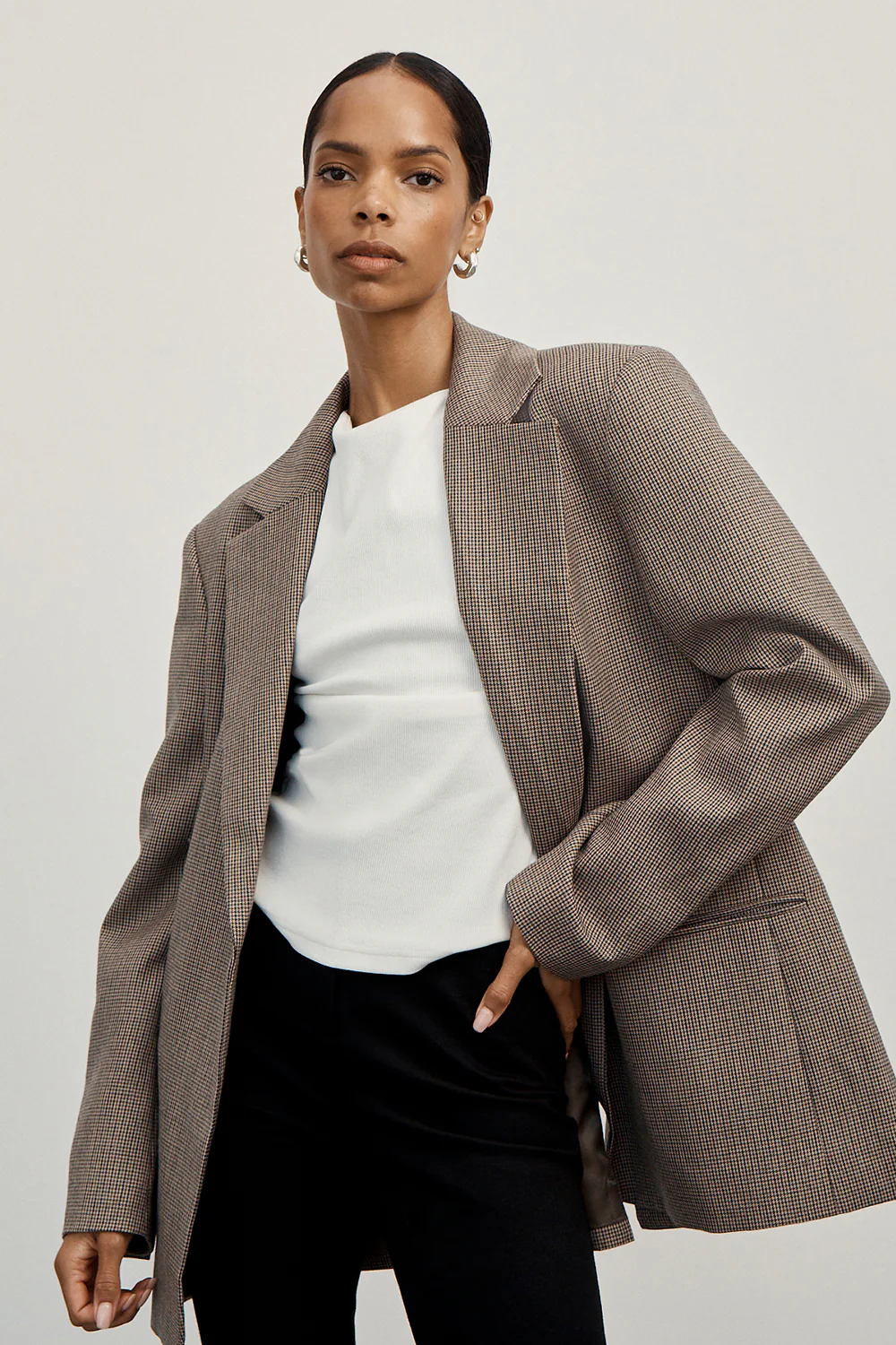 ELLORY BUFF OVERSIZED HOUNDSTOOTH BLAZER - Image 6