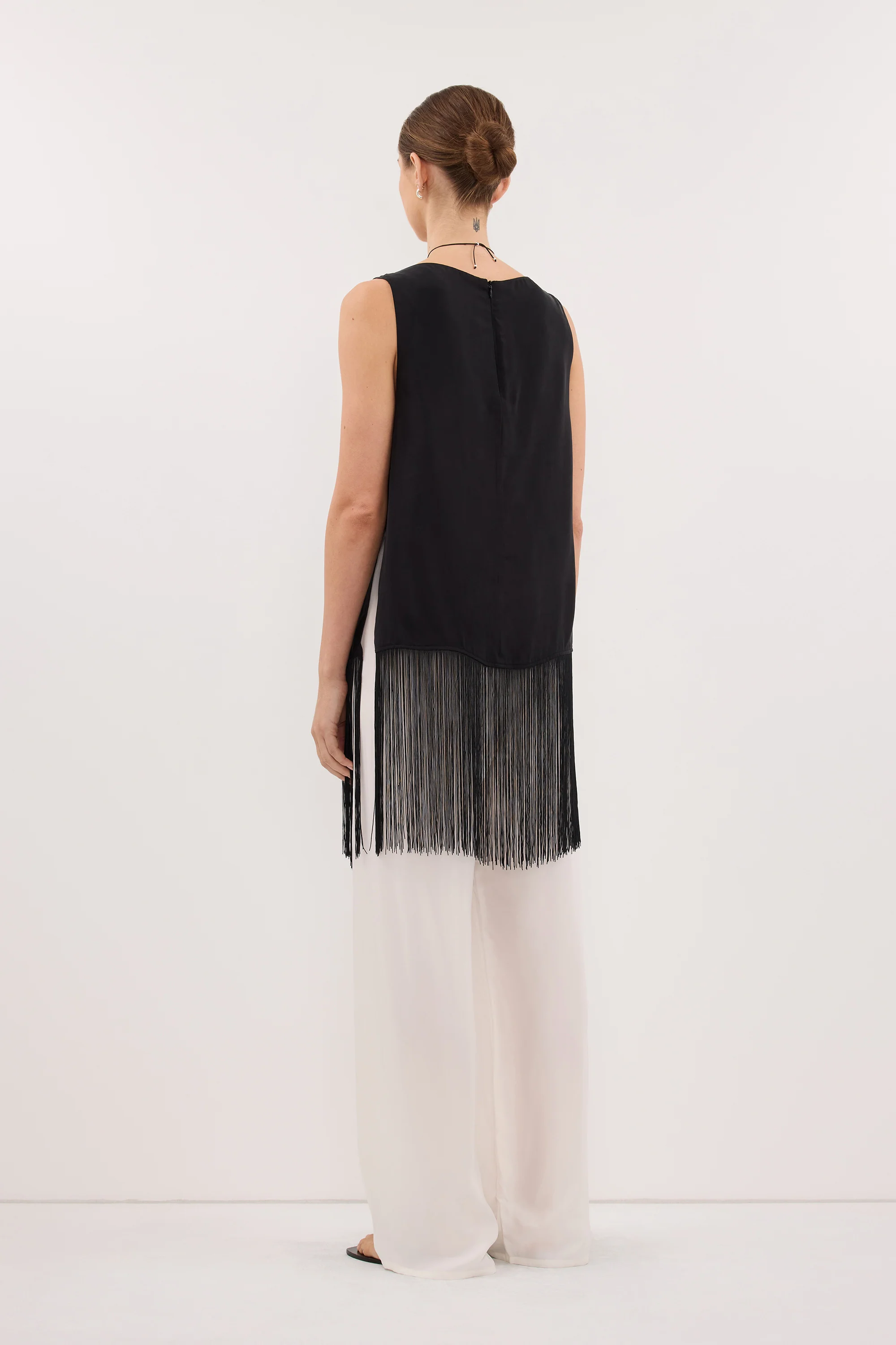 FIORA BLACK CUPRO FRINGE TOP - Image 4
