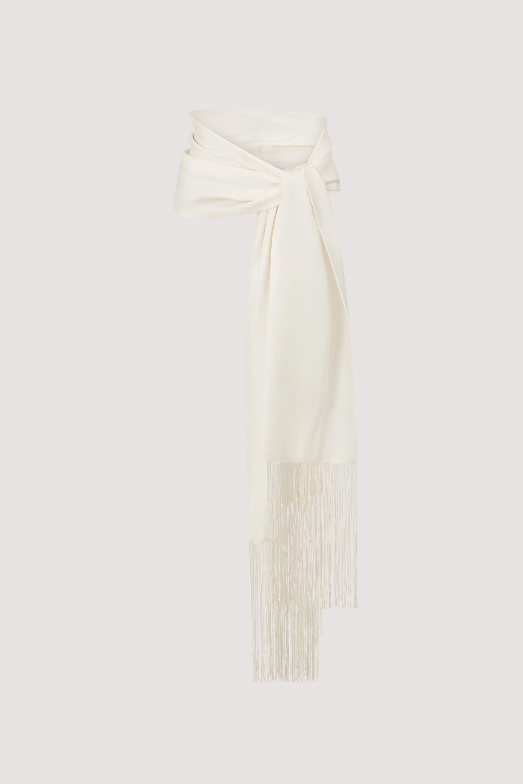 FIORA WHITE CUPRO FRINGE SCARF - Image 6