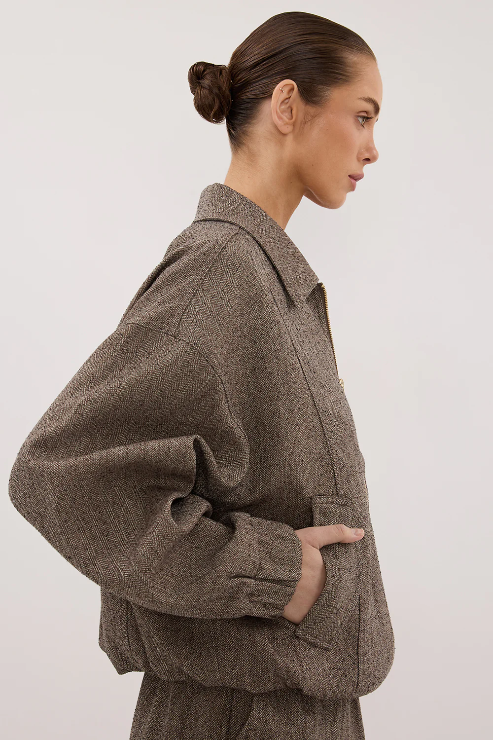 FRANKIE CHOC TWEED BOMBER JACKET - Image 3
