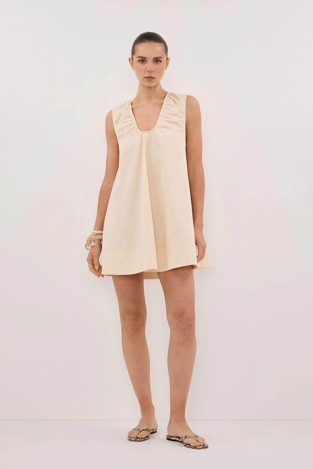 GABBY BUTTERMILK OVERSIZED COTTON MINI DRESS