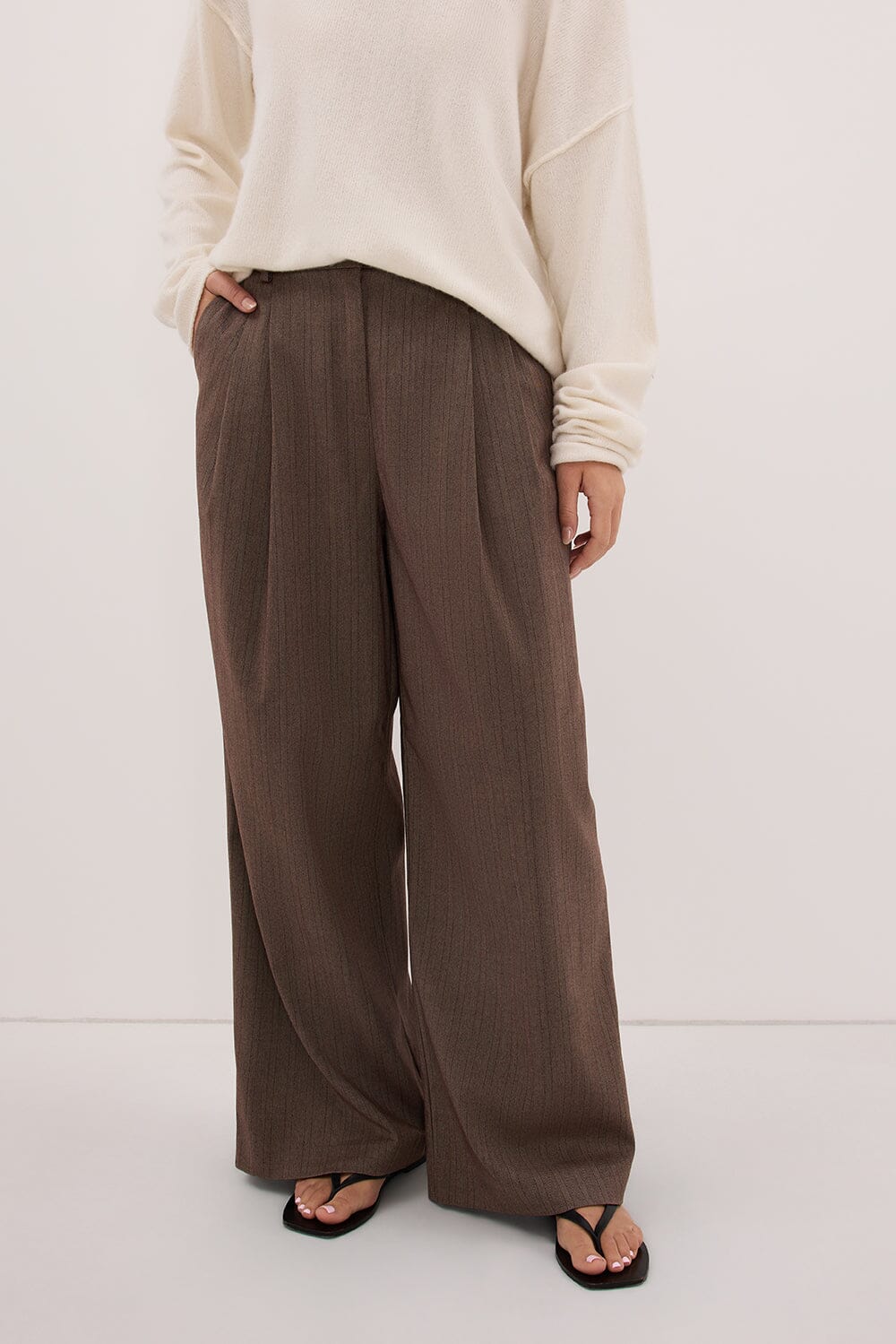 HAILEY CHOC STRIPE RELAXED PANT - Image 2