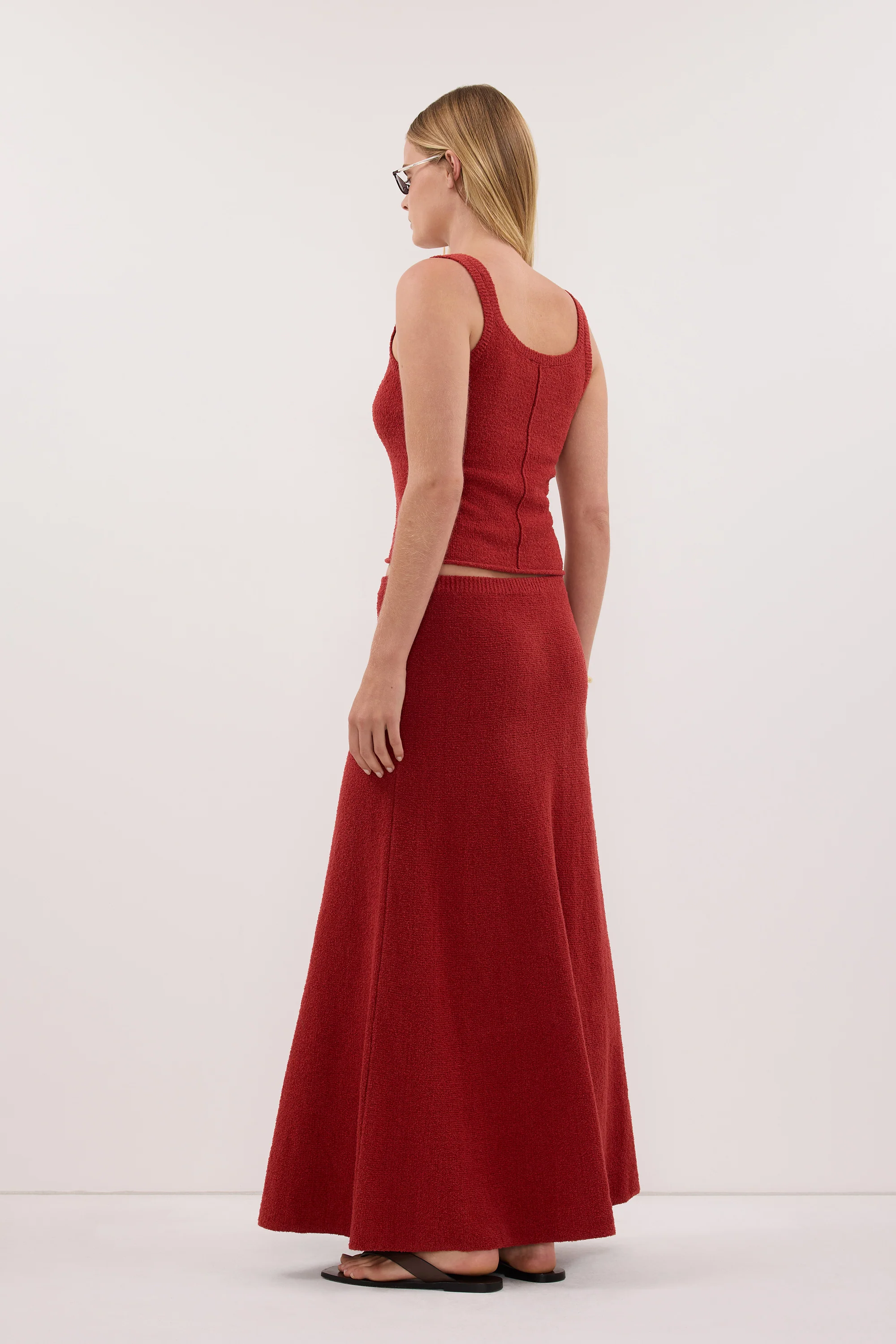 HARRIET BURNT RED KNIT MAXI SKIRT - Image 3