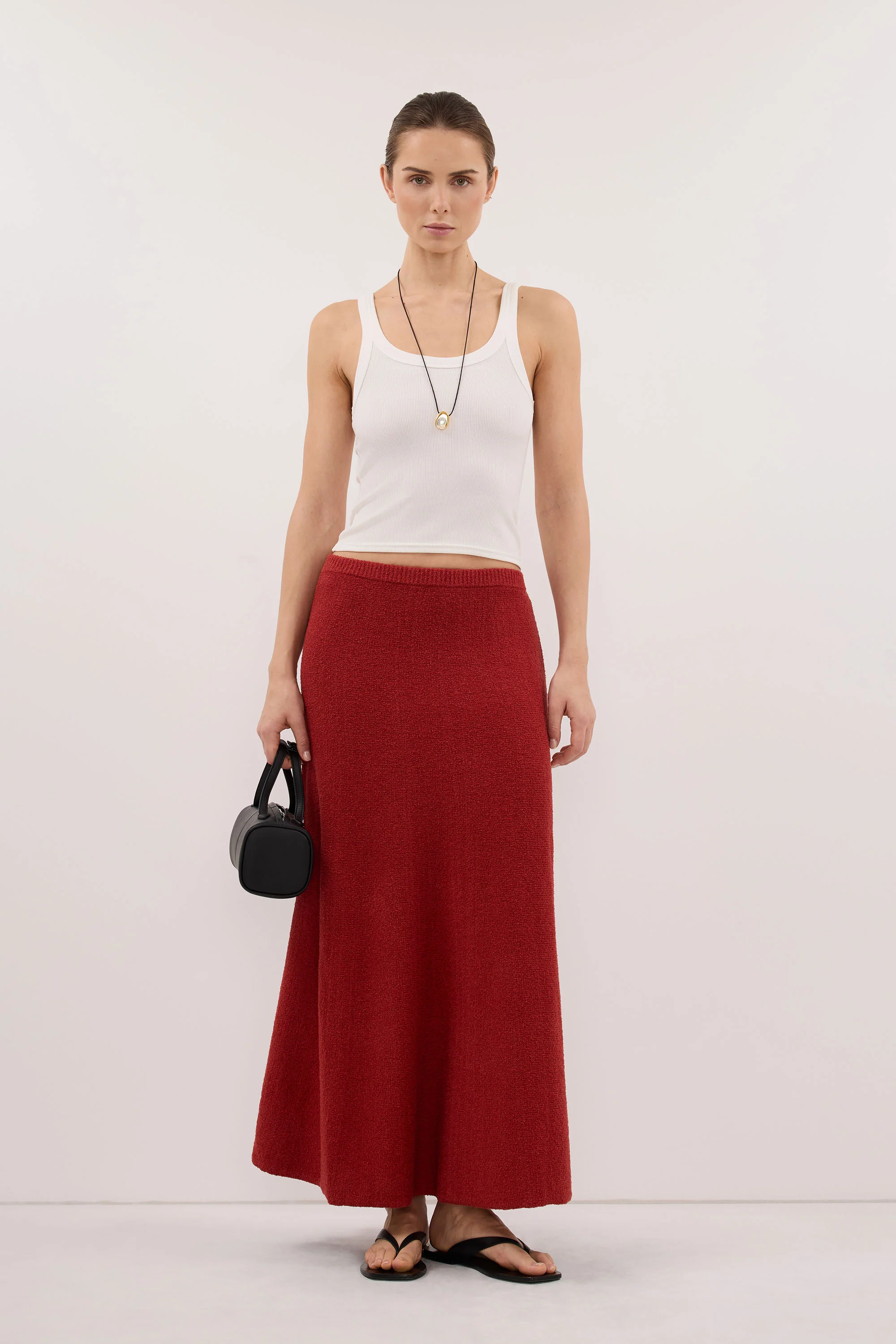 HARRIET BURNT RED KNIT MAXI SKIRT - Image 6