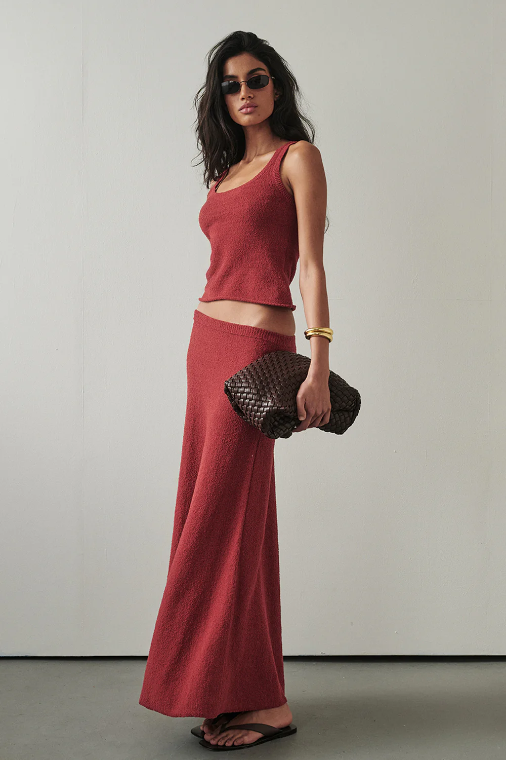 HARRIET BURNT RED KNIT MAXI SKIRT - Image 8