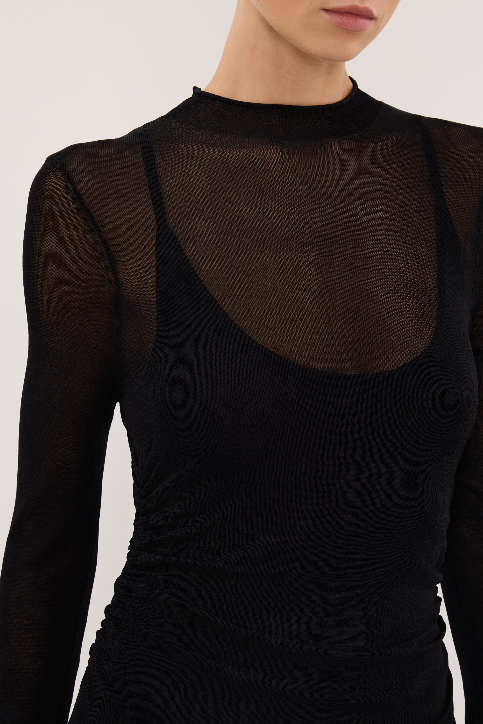 HAZEL BLACK LONG SLEEVE KNIT MIDI DRESS - Image 4