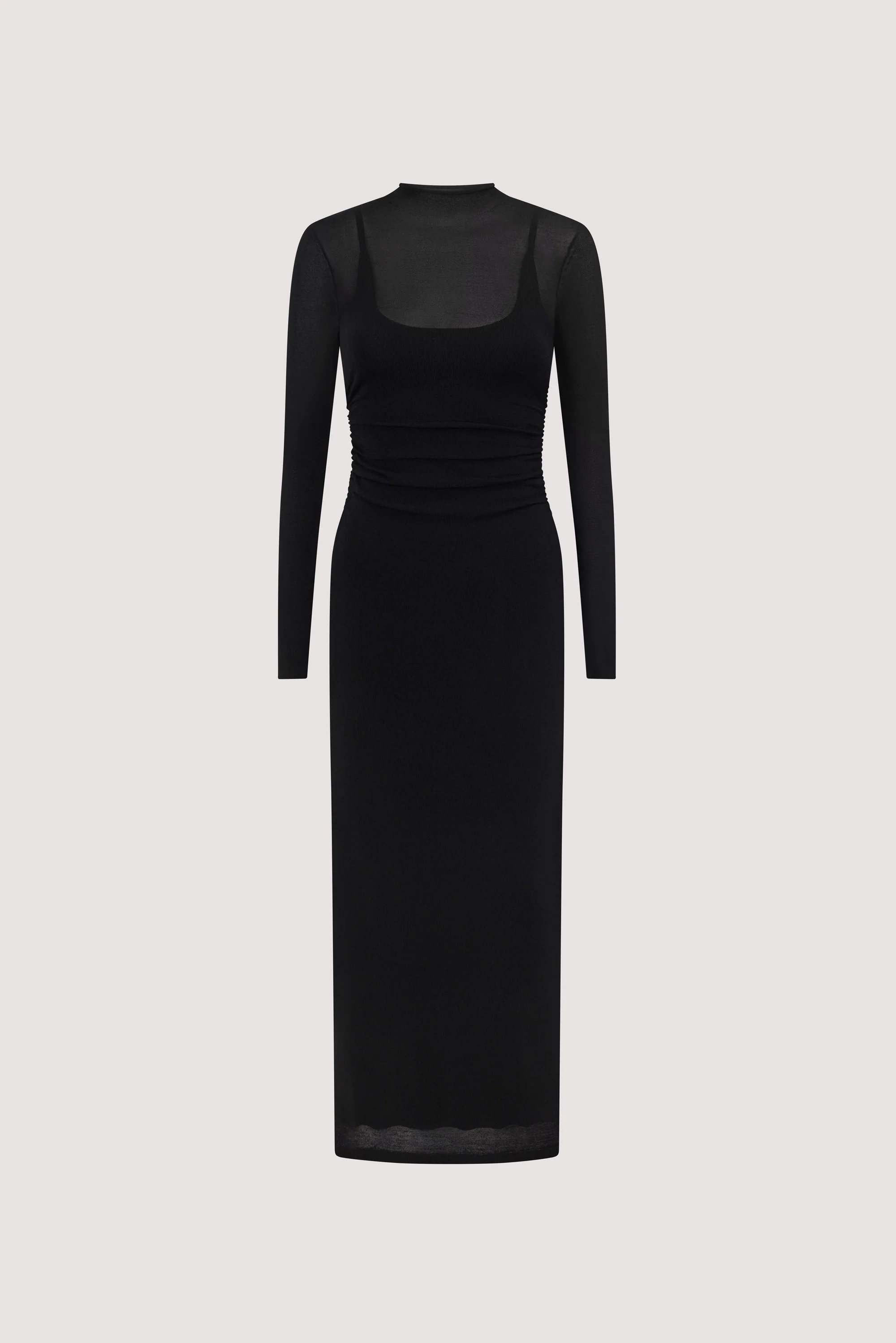 HAZEL BLACK LONG SLEEVE KNIT MIDI DRESS - Image 7
