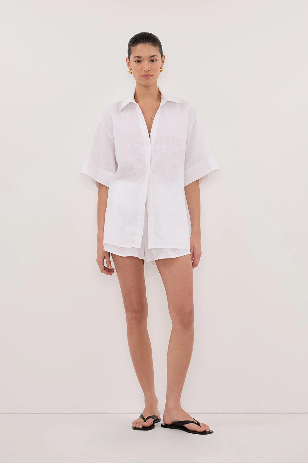 HELENA WHITE OVERSIZED LINEN SHIRT
