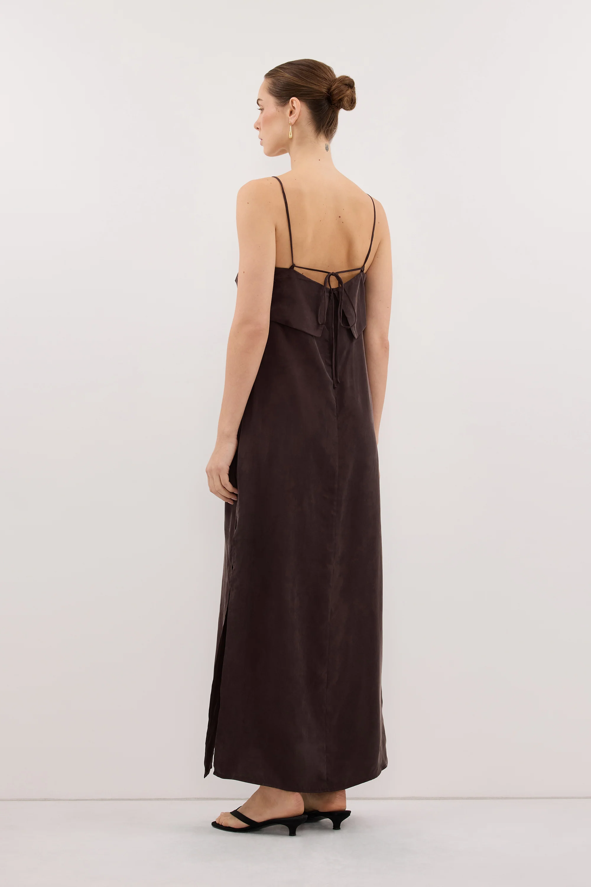 IDA PLUM CHOC CUPRO MIDI DRESS - Image 3