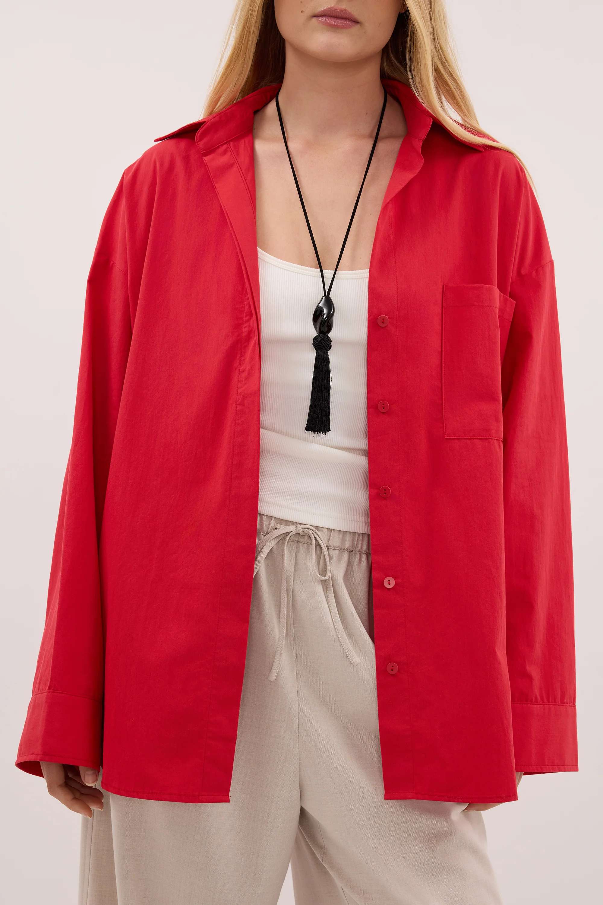 INA RED LIGHTWEIGHT COTTON SHIRT - Image 5