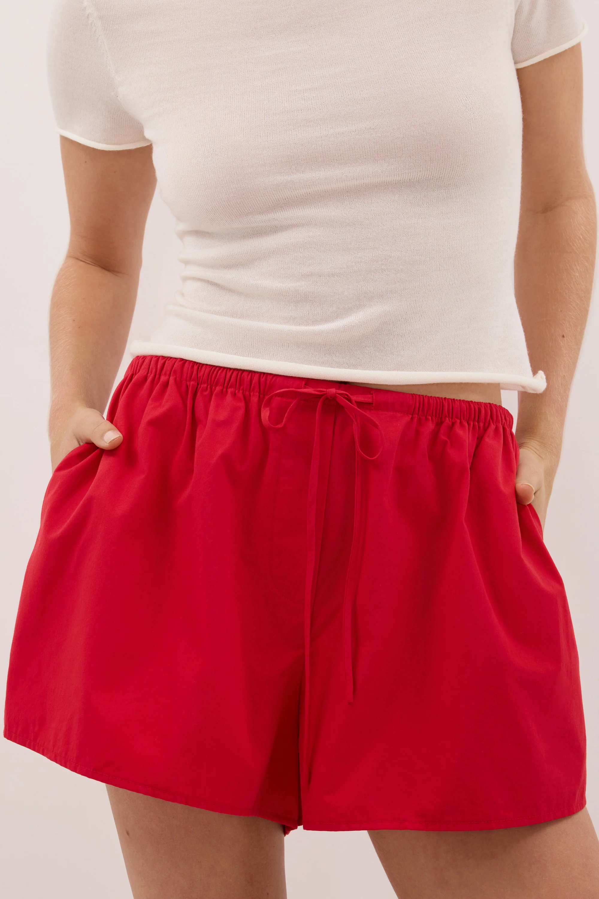INA RED LIGHTWEIGHT COTTON SHORT - Image 7