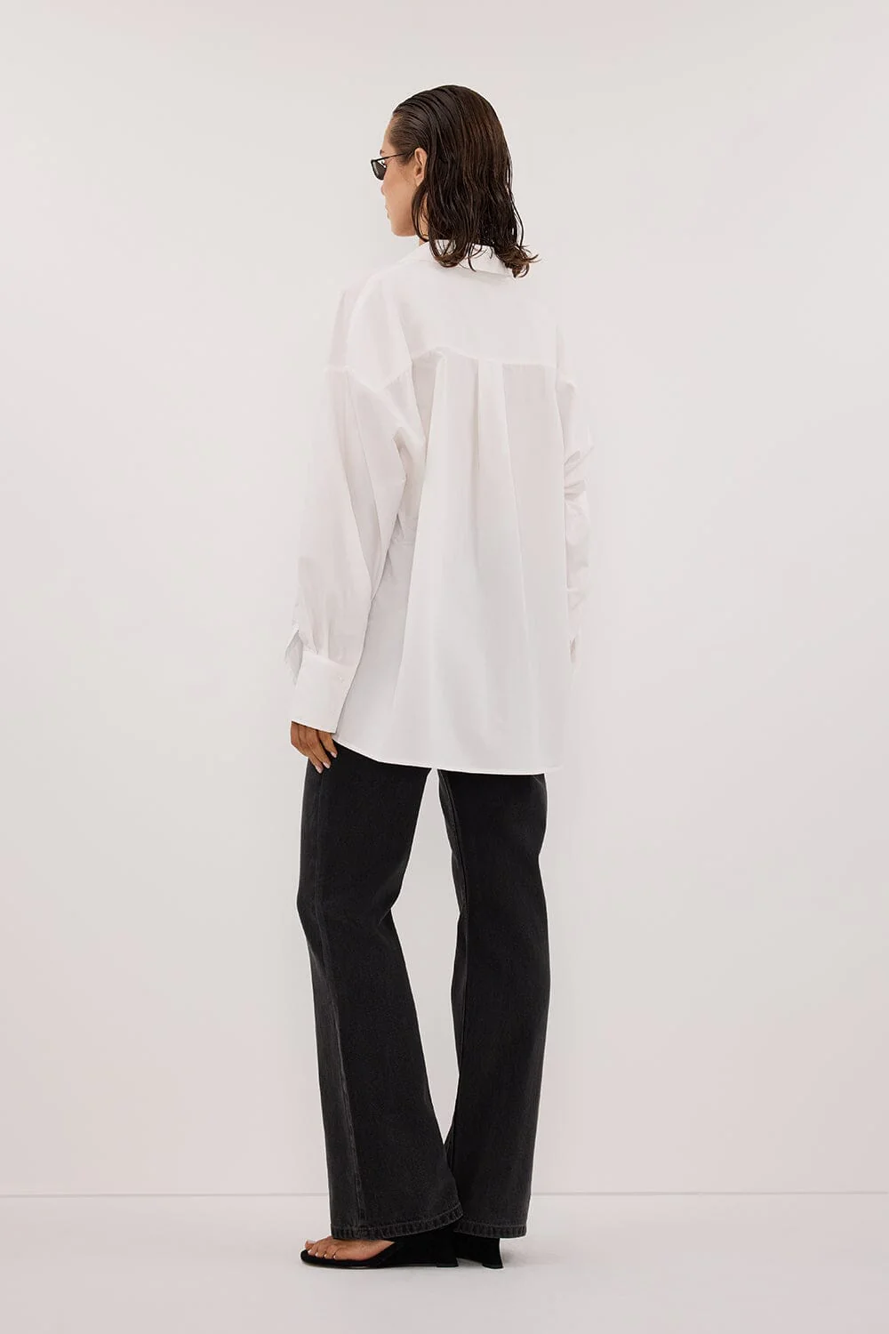 IRENE WHITE LONG SLEEVE NOTCH COLLAR SHIRT - Image 3