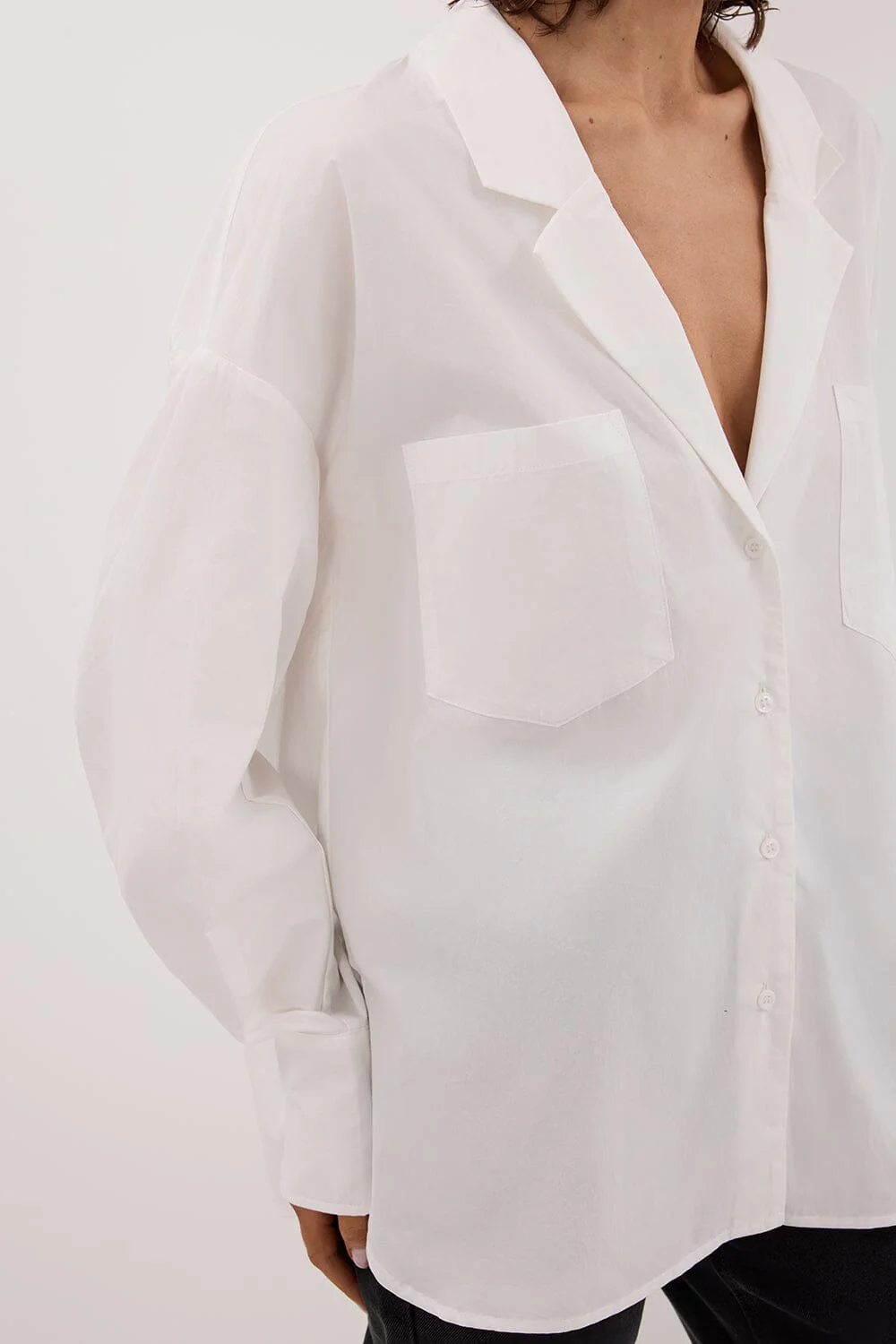 IRENE WHITE LONG SLEEVE NOTCH COLLAR SHIRT - Image 4