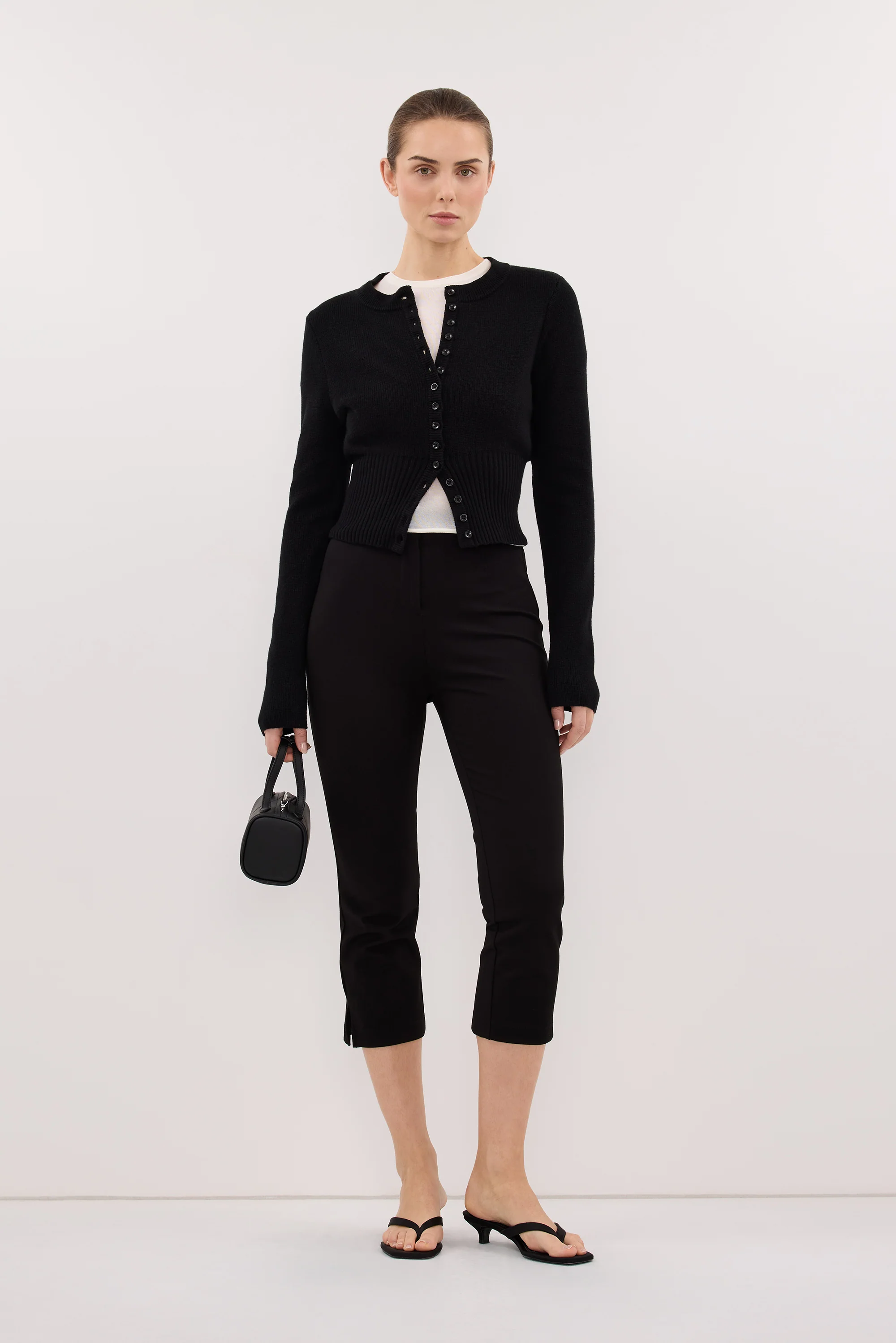 IRIS BLACK CREW KNIT CARDIGAN - Image 5
