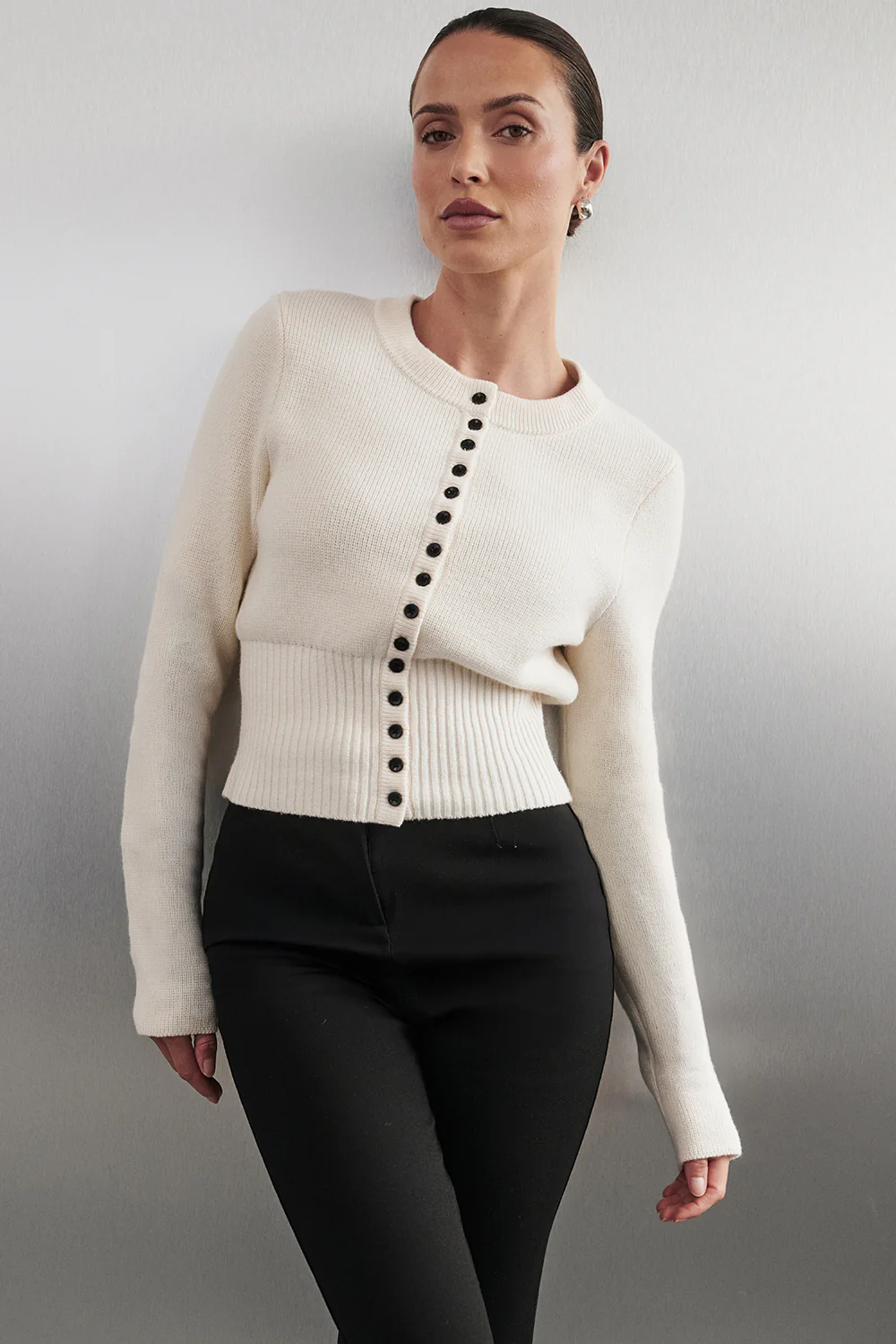 IRIS IVORY CREW KNIT CARDIGAN