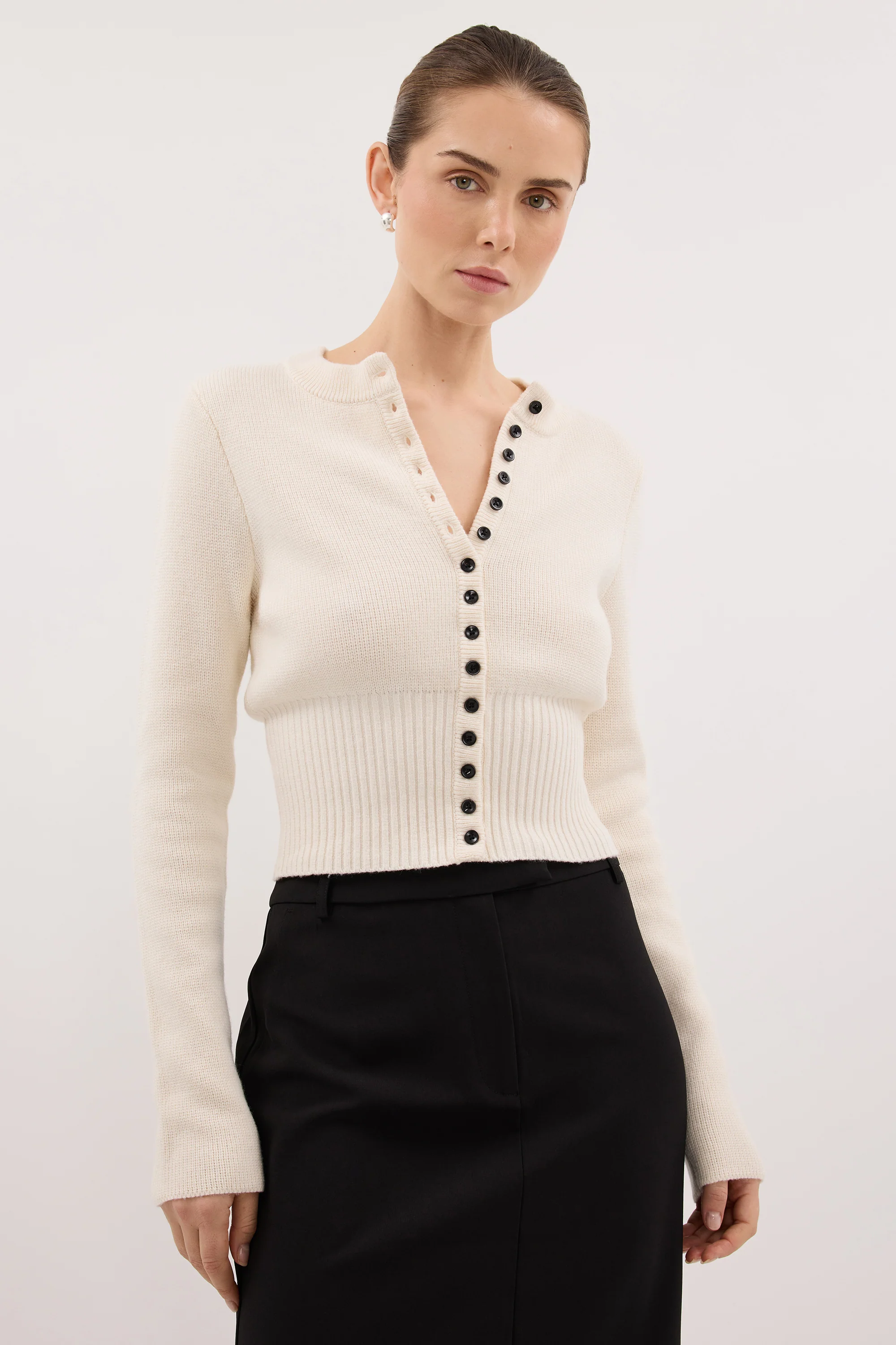 IRIS IVORY CREW KNIT CARDIGAN - Image 2