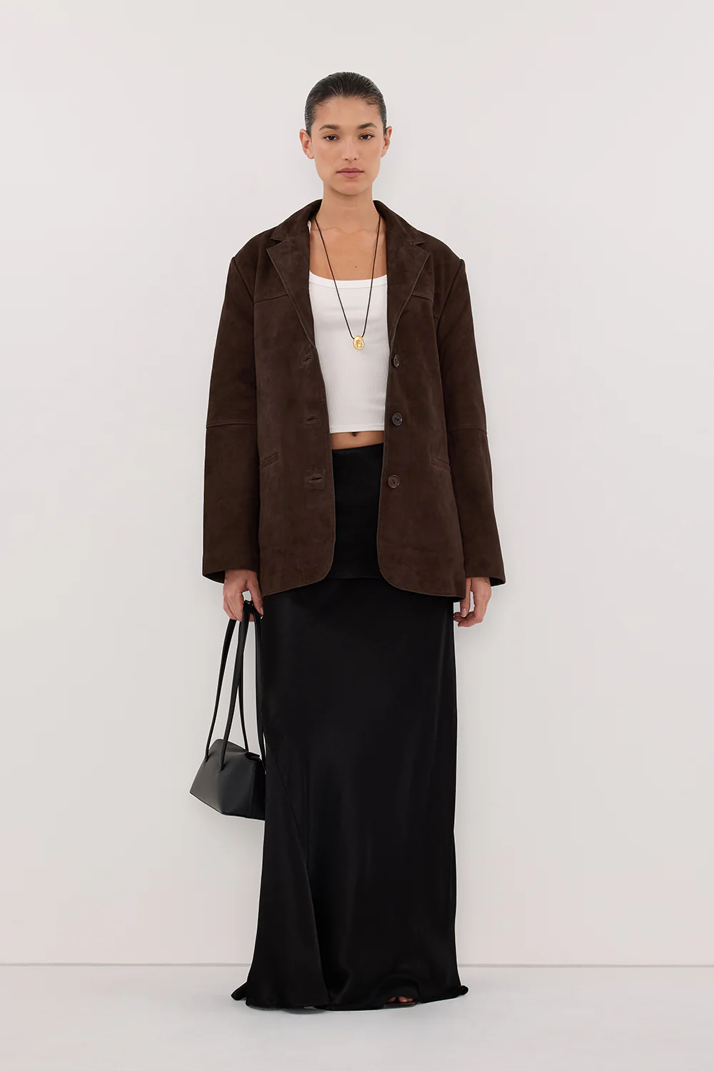 JELENA BLACK SATIN OVERLAY MAXI SKIRT