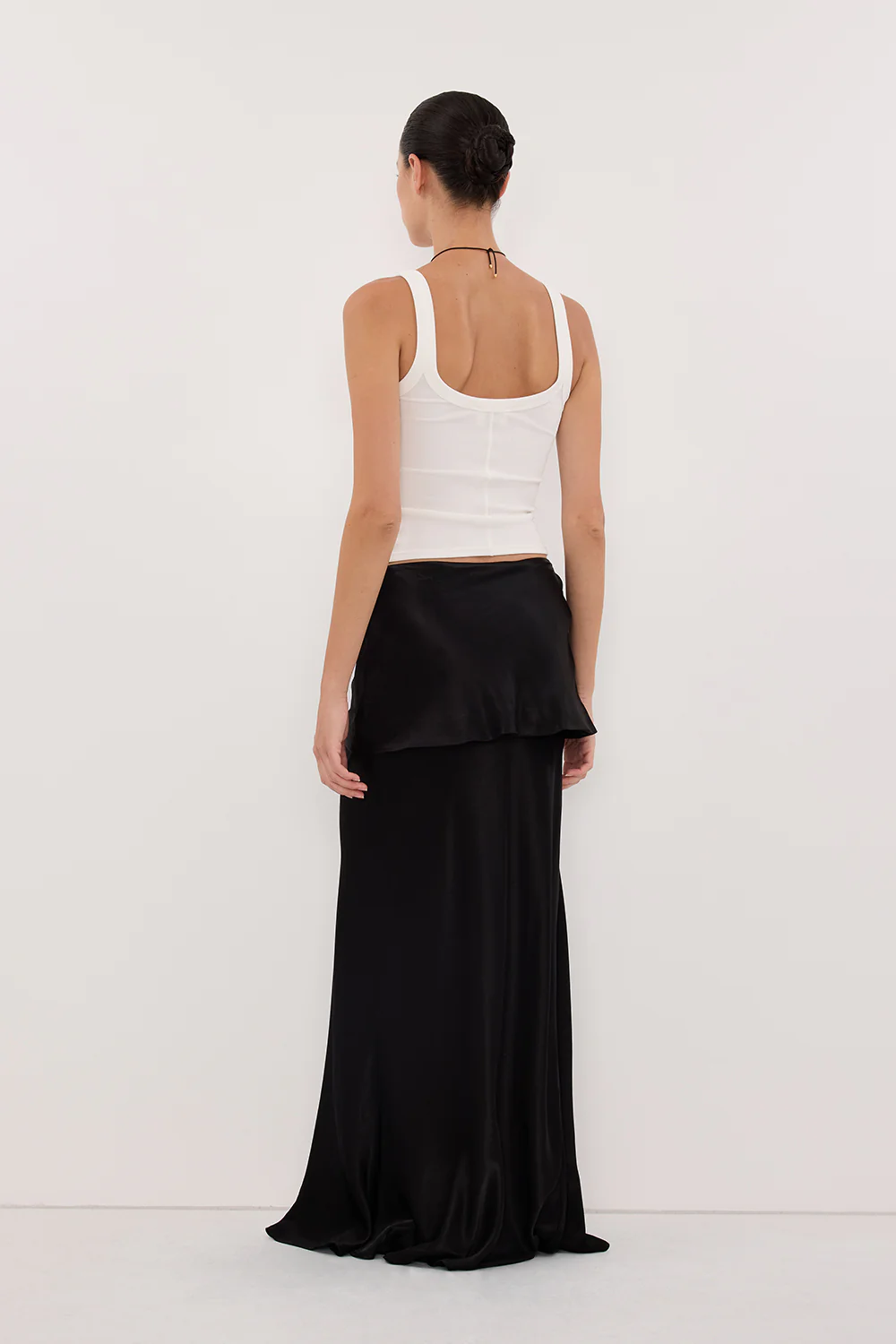 JELENA BLACK SATIN OVERLAY MAXI SKIRT - Image 7
