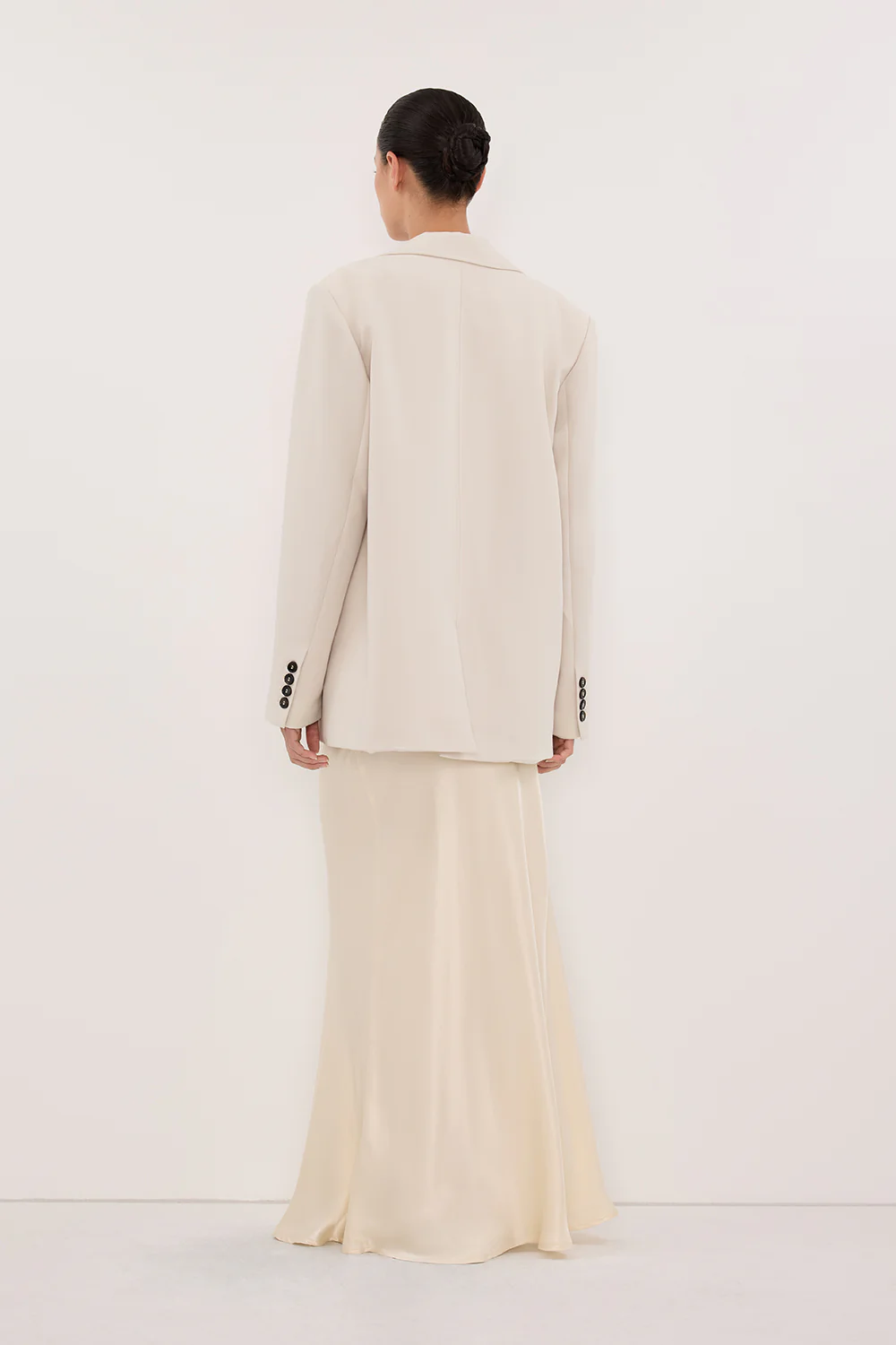 JELENA CREAM SATIN OVERLAY MAXI SKIRT - Image 3