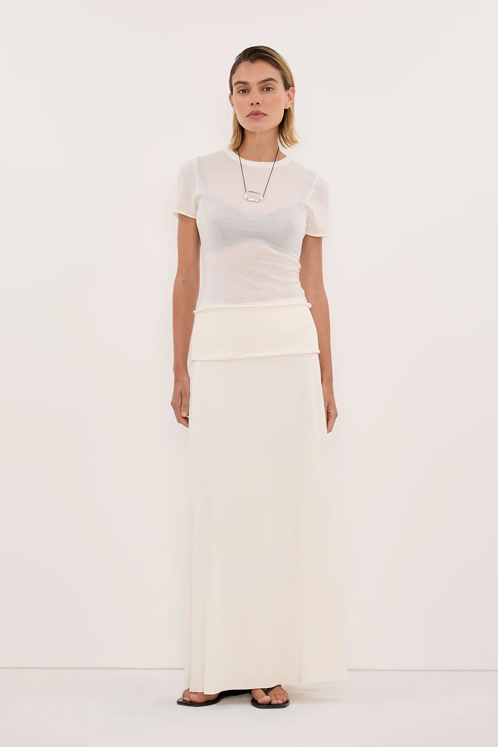 JULIE OFF WHITE MODAL BLEND MAXI SKIRT
