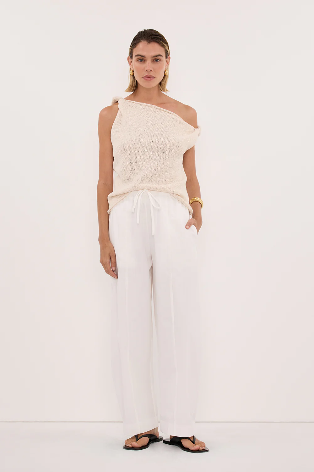 KARA SANDSTONE ASYM KNIT TOP